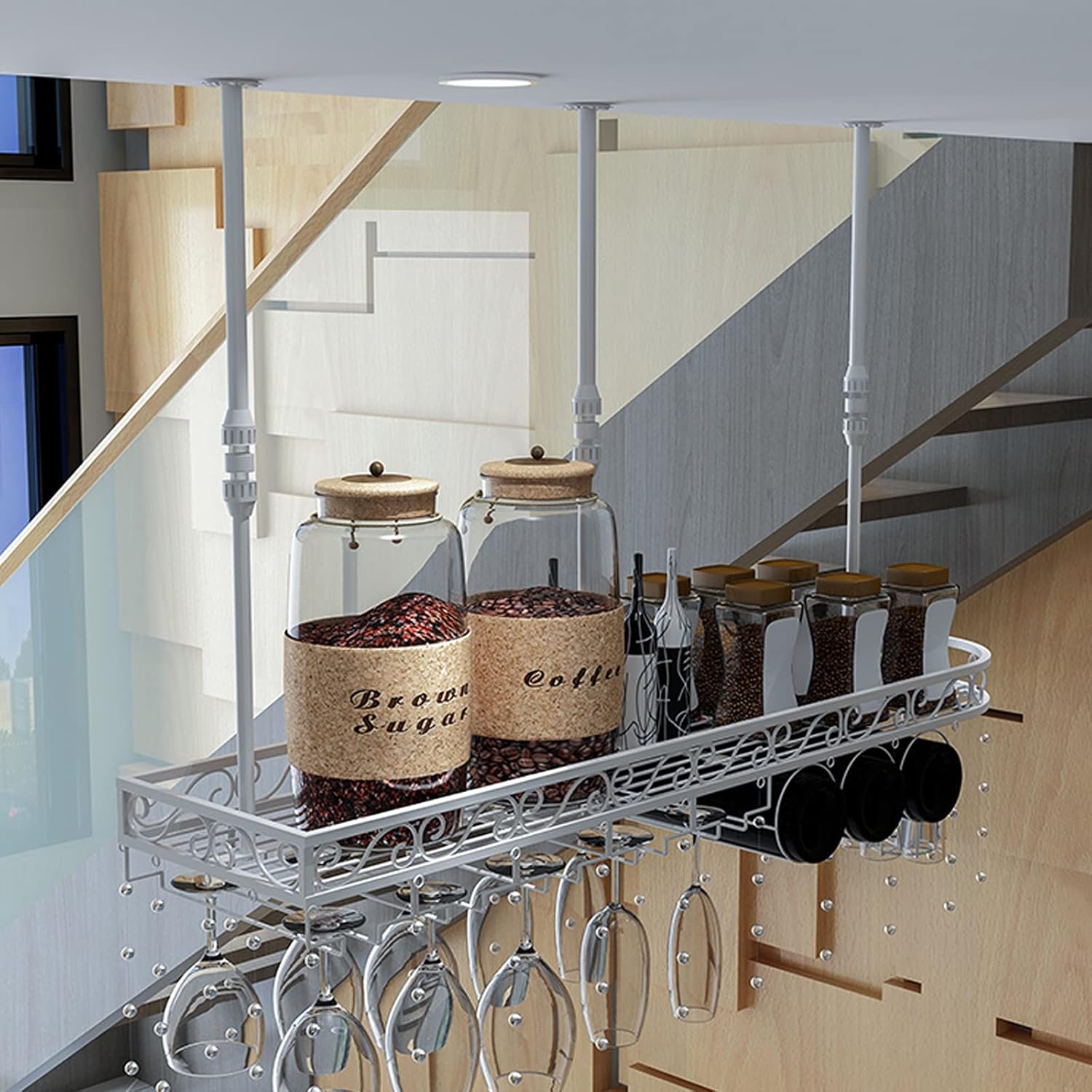 ZJDYDY Wine Rack with Adjustable Height and Crystal Decor