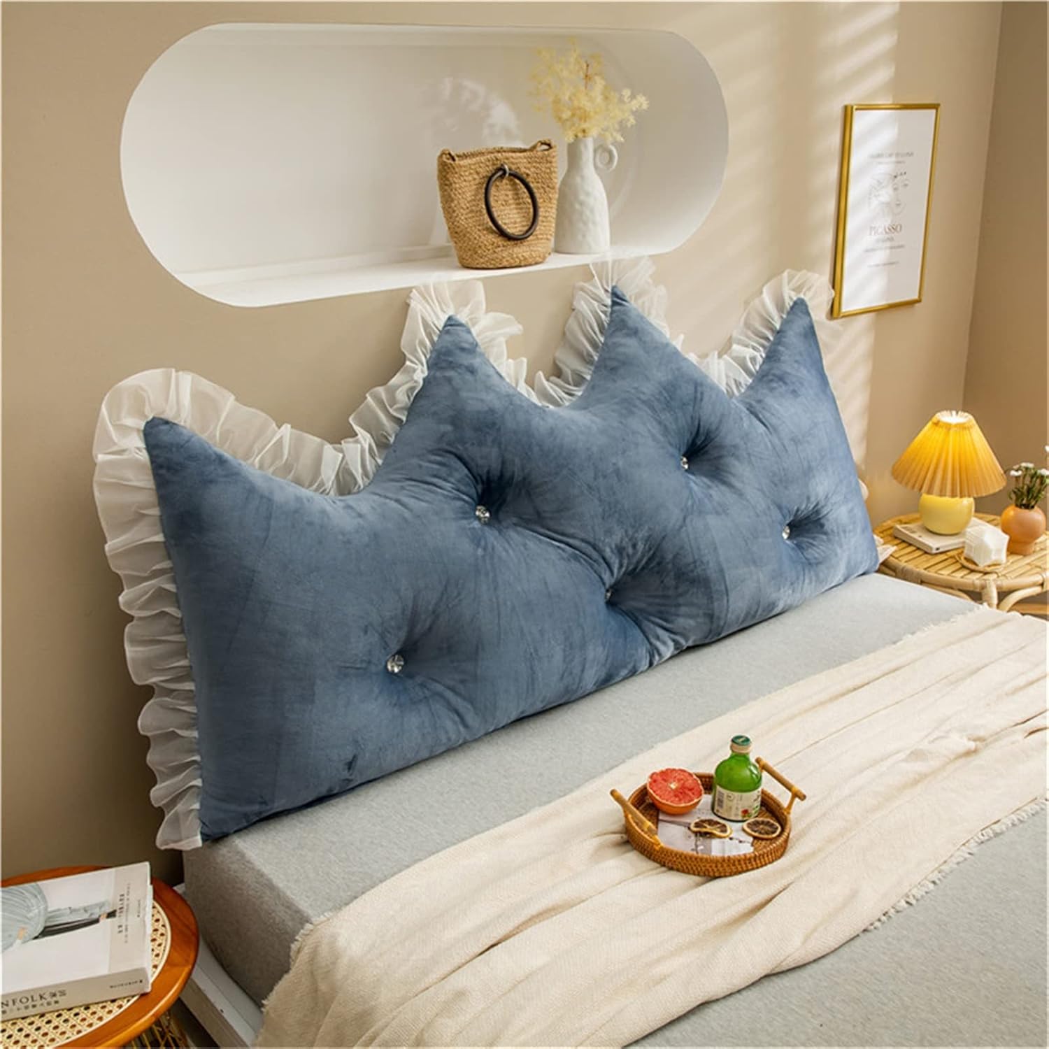 ZZYK Headboard Pillow Large Velvet Reading Cushion with Removable Cover