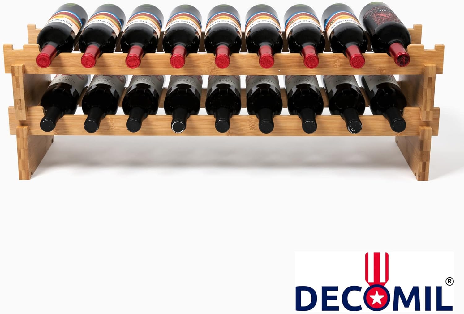 DECOMIL 18 Bottle Wine Rack - Modular Stackable