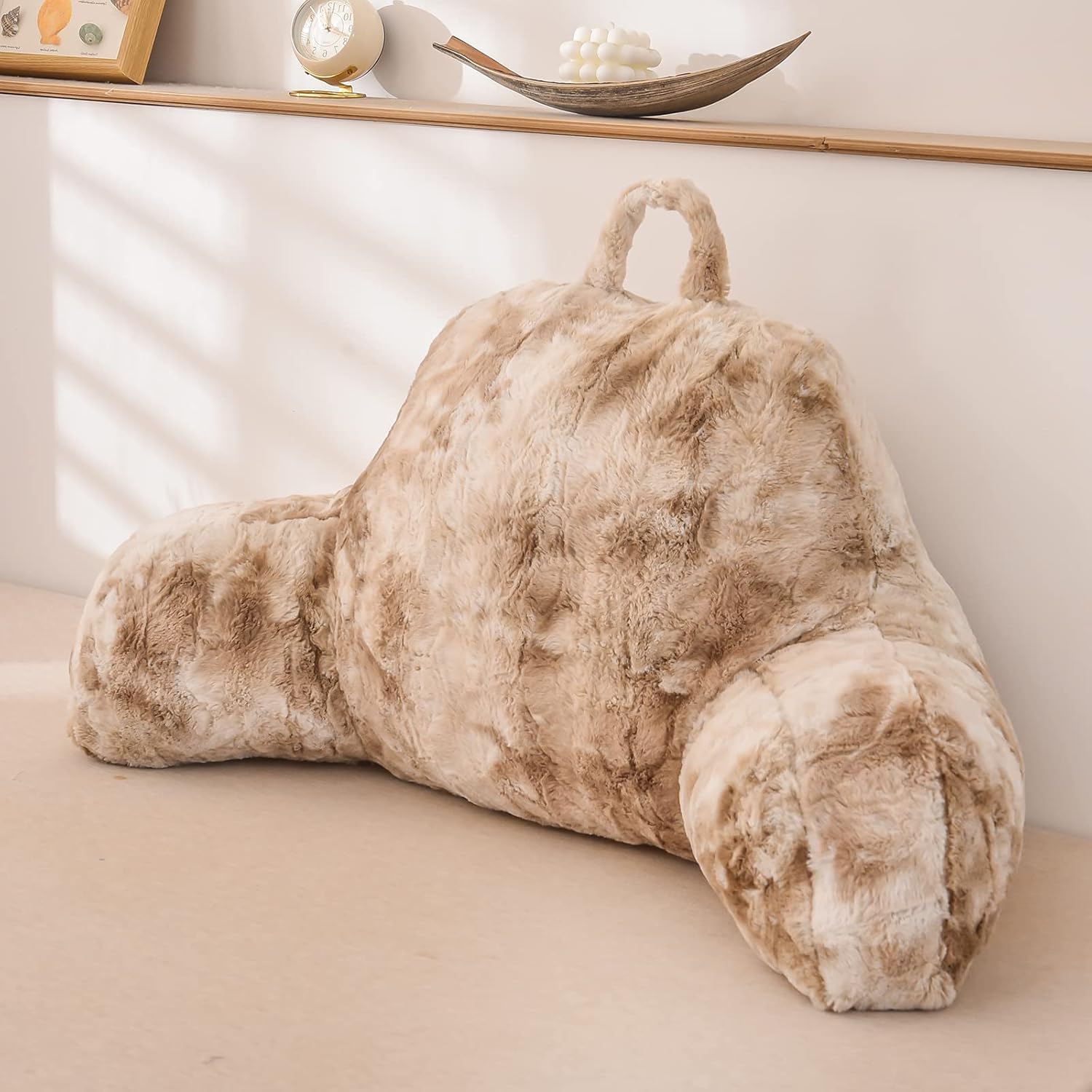A Nice Night Faux Fur Reading Pillow with Arms