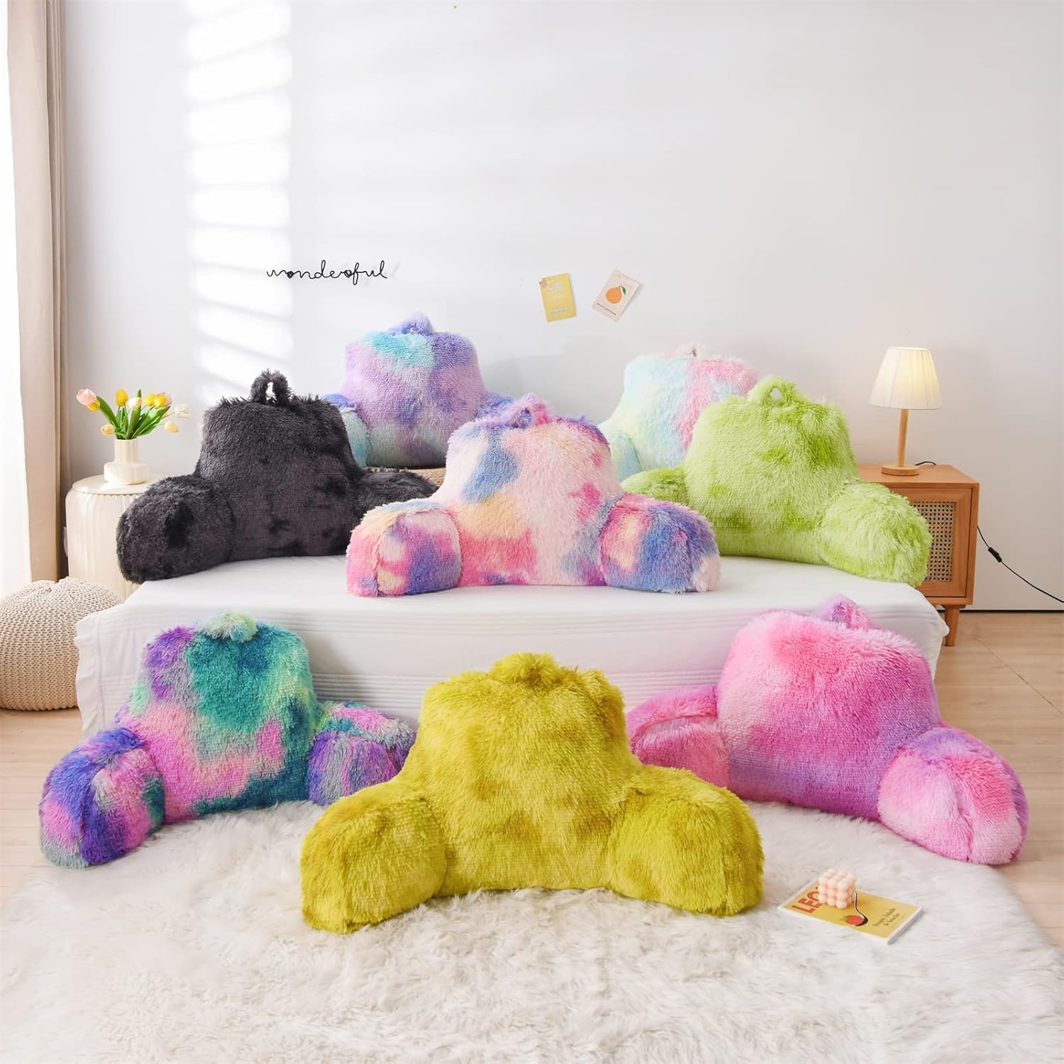 A Nice Night Faux Fur Reading Pillow with Carry Handle