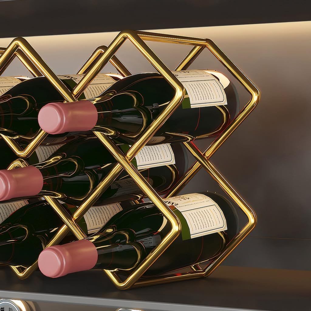 Contemporary Tabletop Wine Rack with Diamond Design