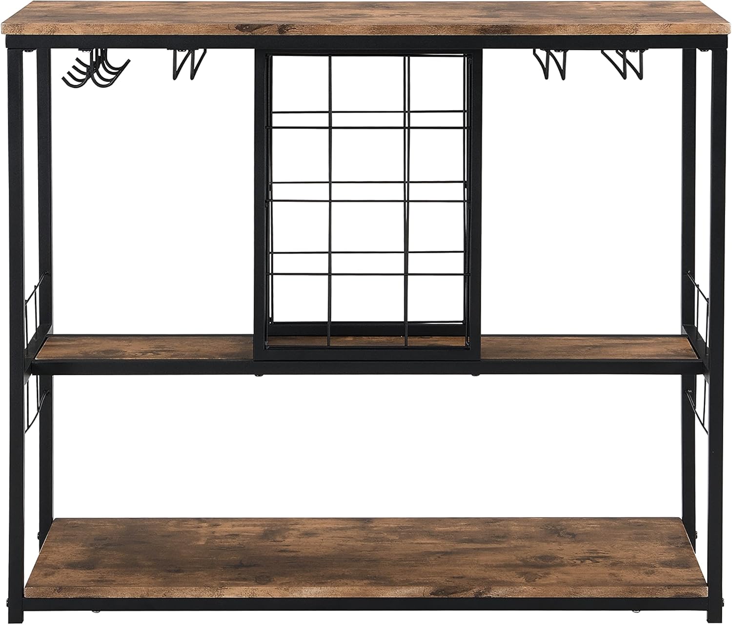 3-Tier FreeStanding Wine Rack Table with Stemware Holders Black