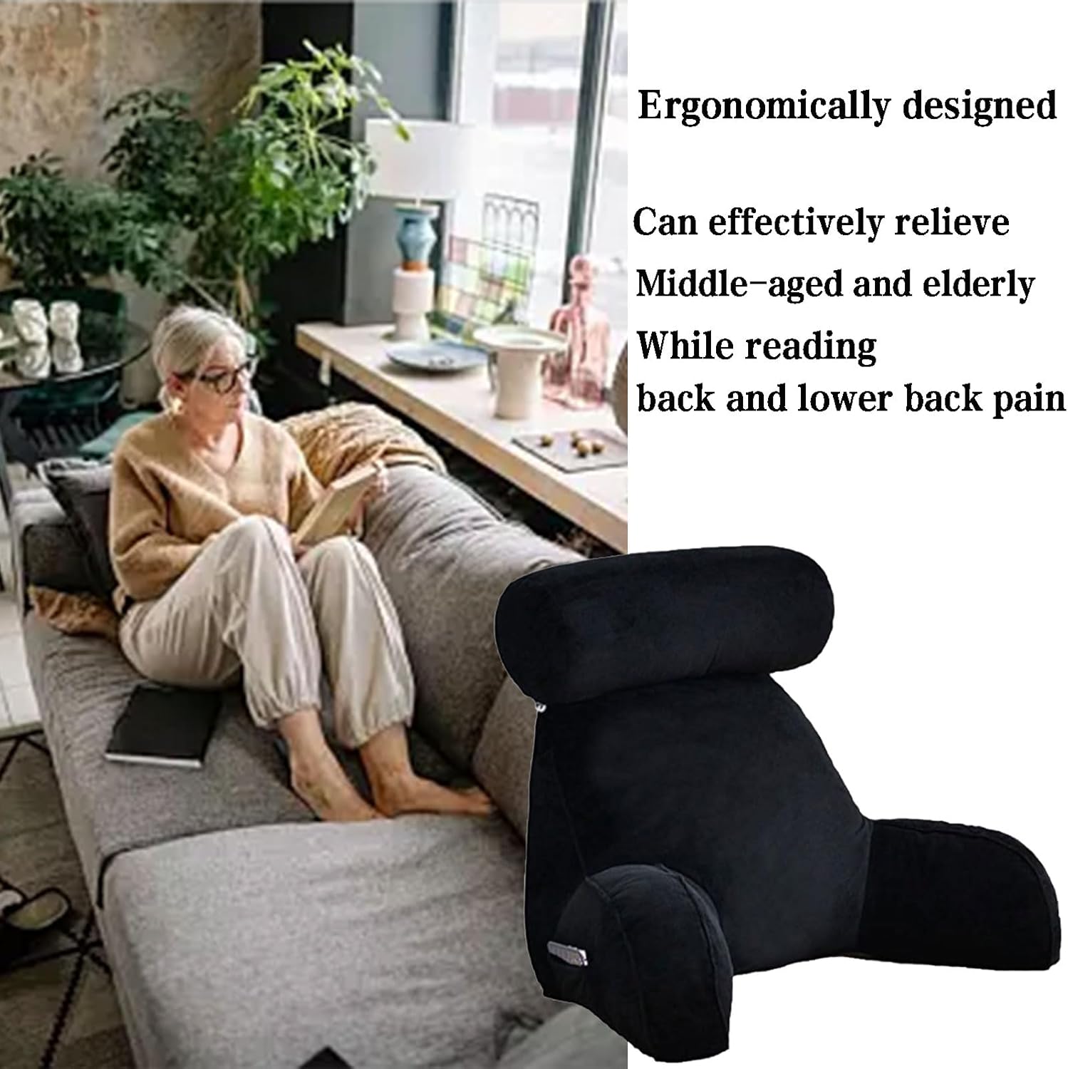 Comfort Reading Pillow with Neck Support Purple