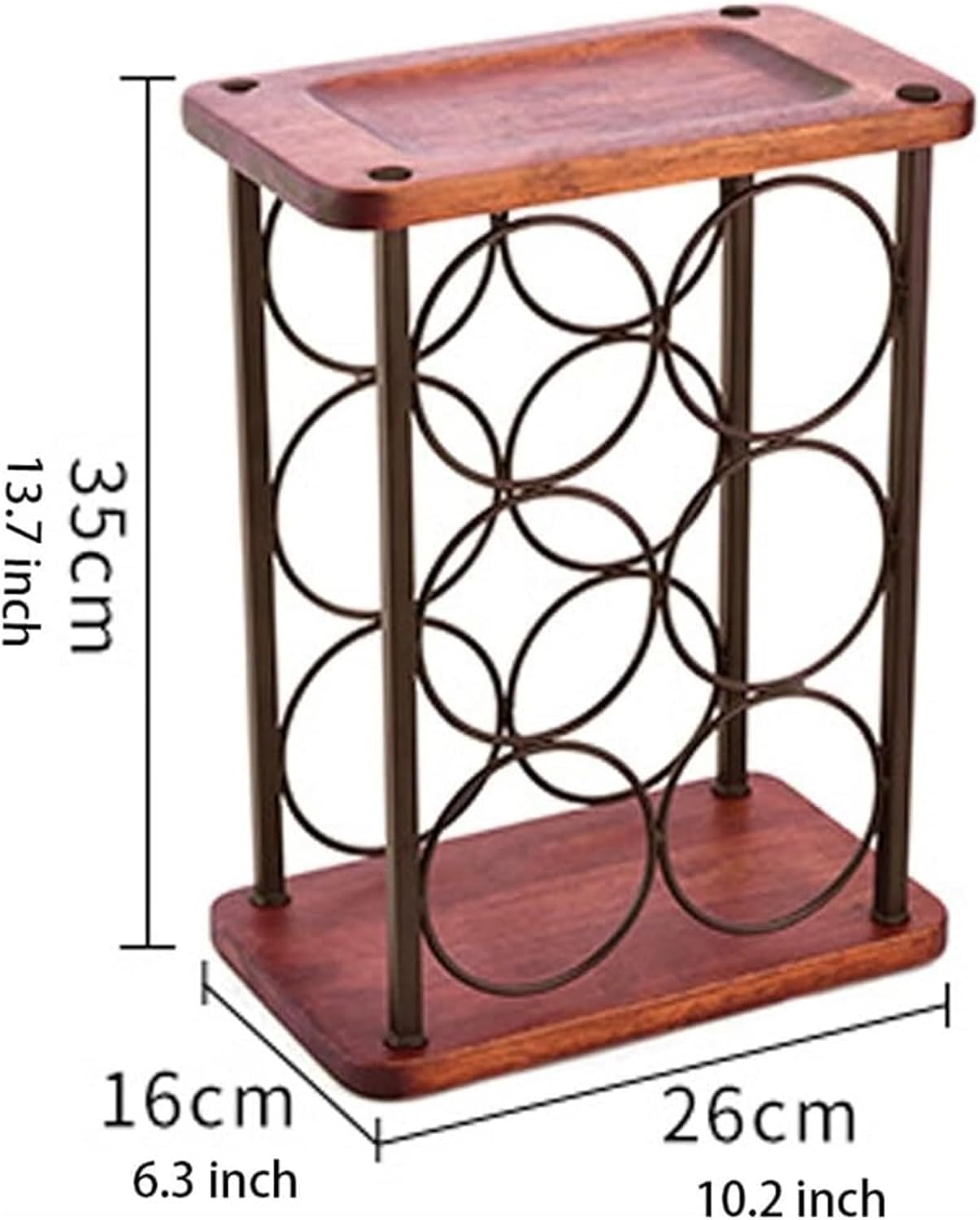 Freestanding Wine Rack Holds 6 Bottles Rustic Kitchen Counter Display