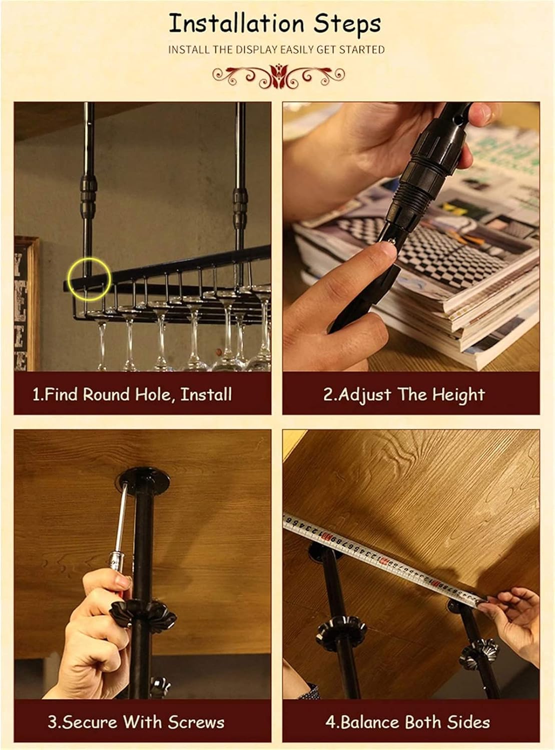 AZMANI Adjustable Metal Wine Rack Bronze 30-60cm