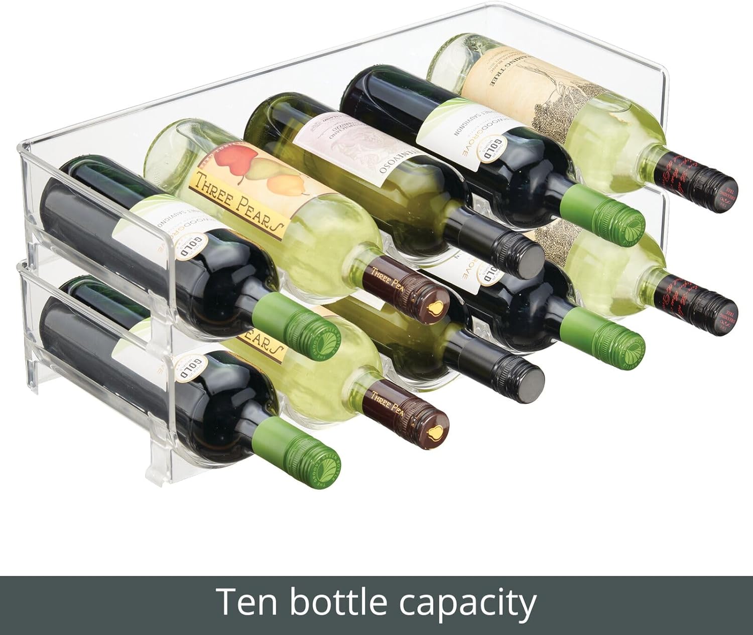 mDesign Clear Stackable Wine Bottle Rack 2 Pack