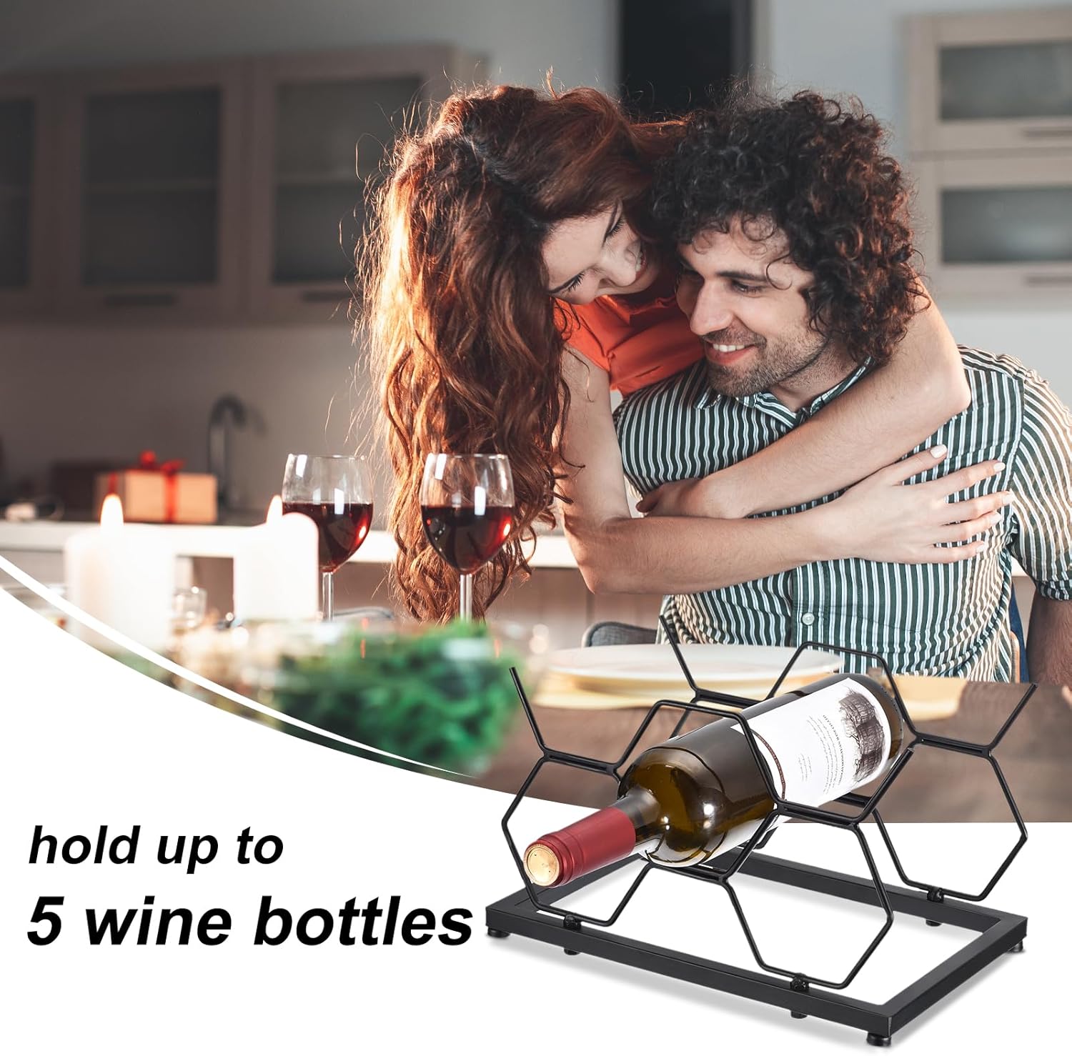 Uxcell Freestanding Wine Rack for 5 Bottles Black