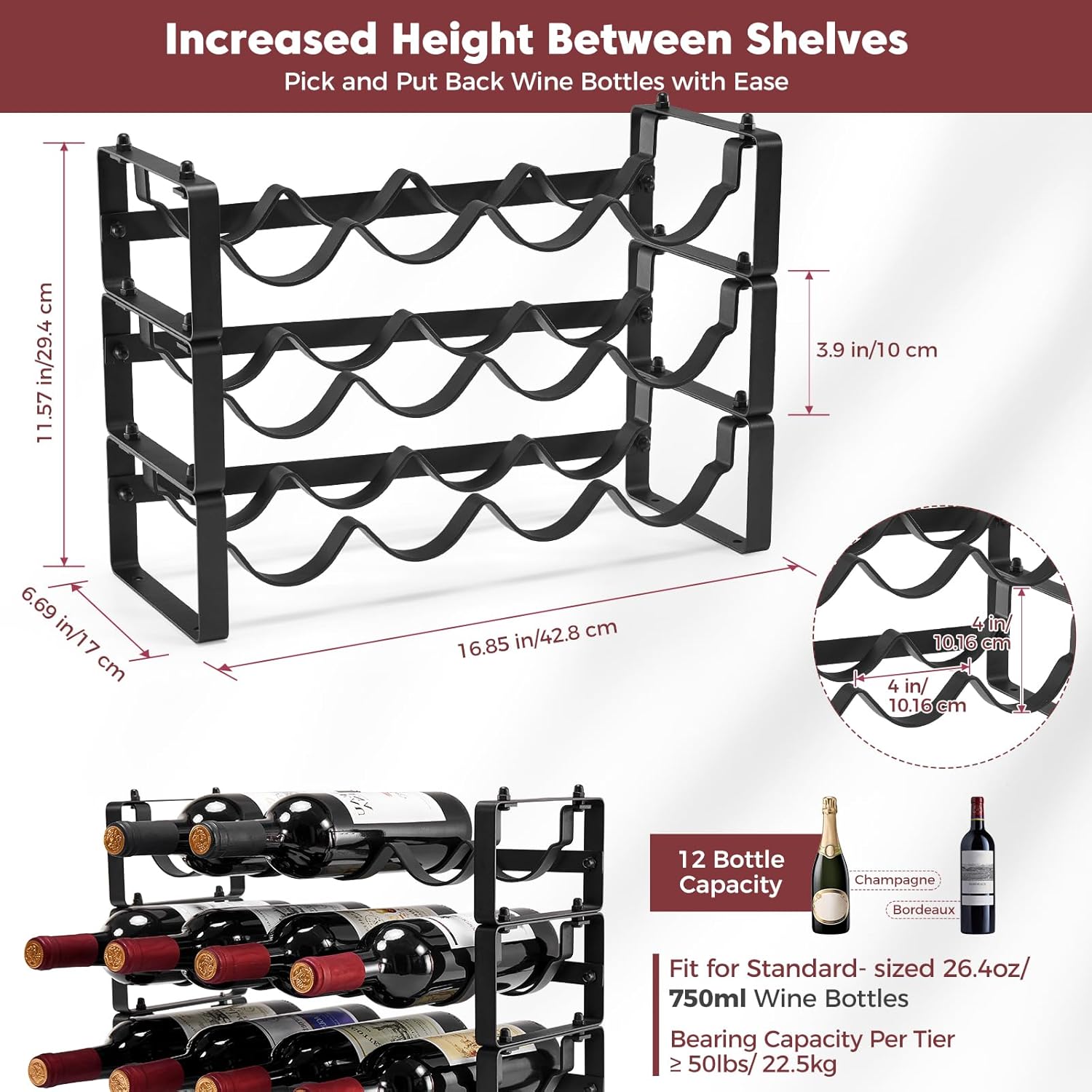 ICOHOT 2 Tier 3 Tier Stackable Wine Rack Bundle