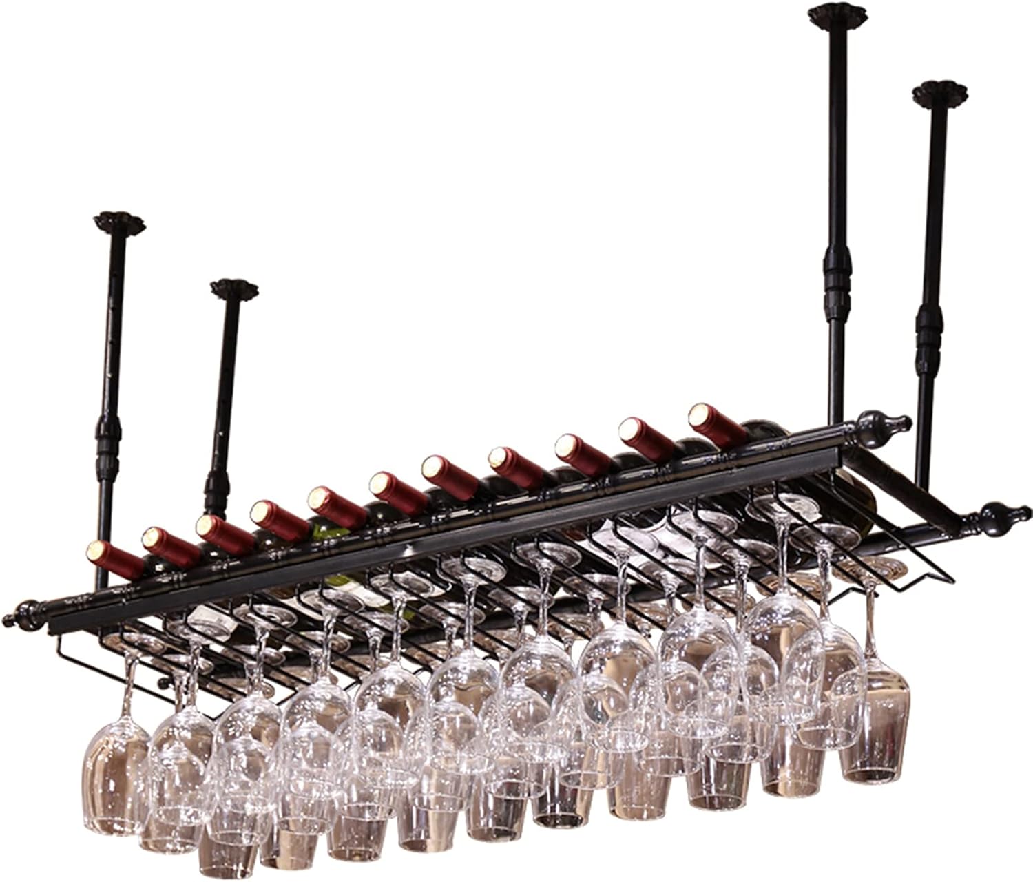 ZJDYDY 2-in-1 Adjustable Wine Rack for Ceiling and Wall