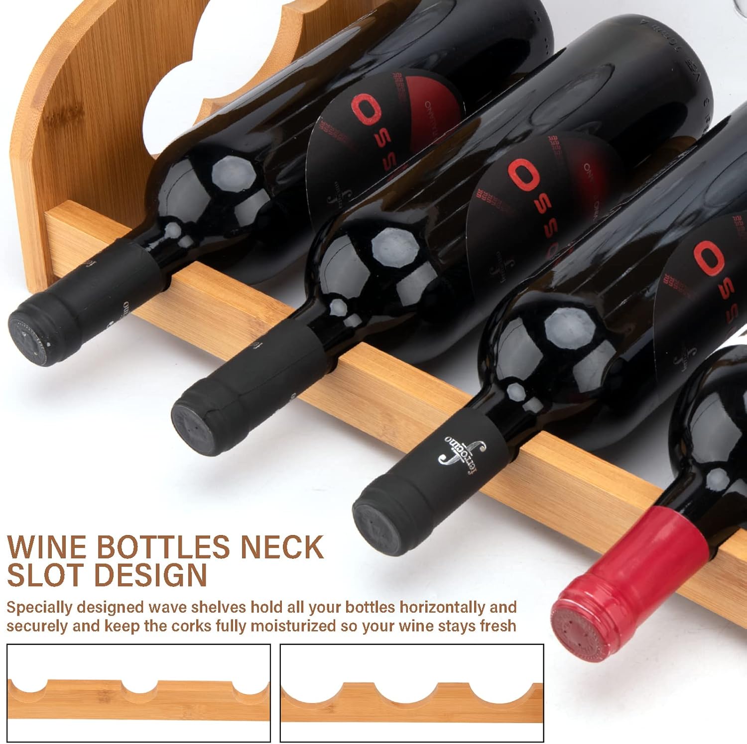LEIMO KPARTS Freestanding Wine Rack with Glass Holder 1