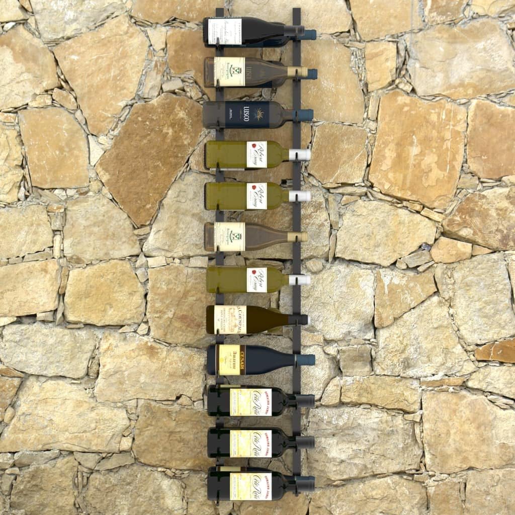 WEHUOSIF Wall-Mounted Wine Rack for 24 Bottles Black Iron