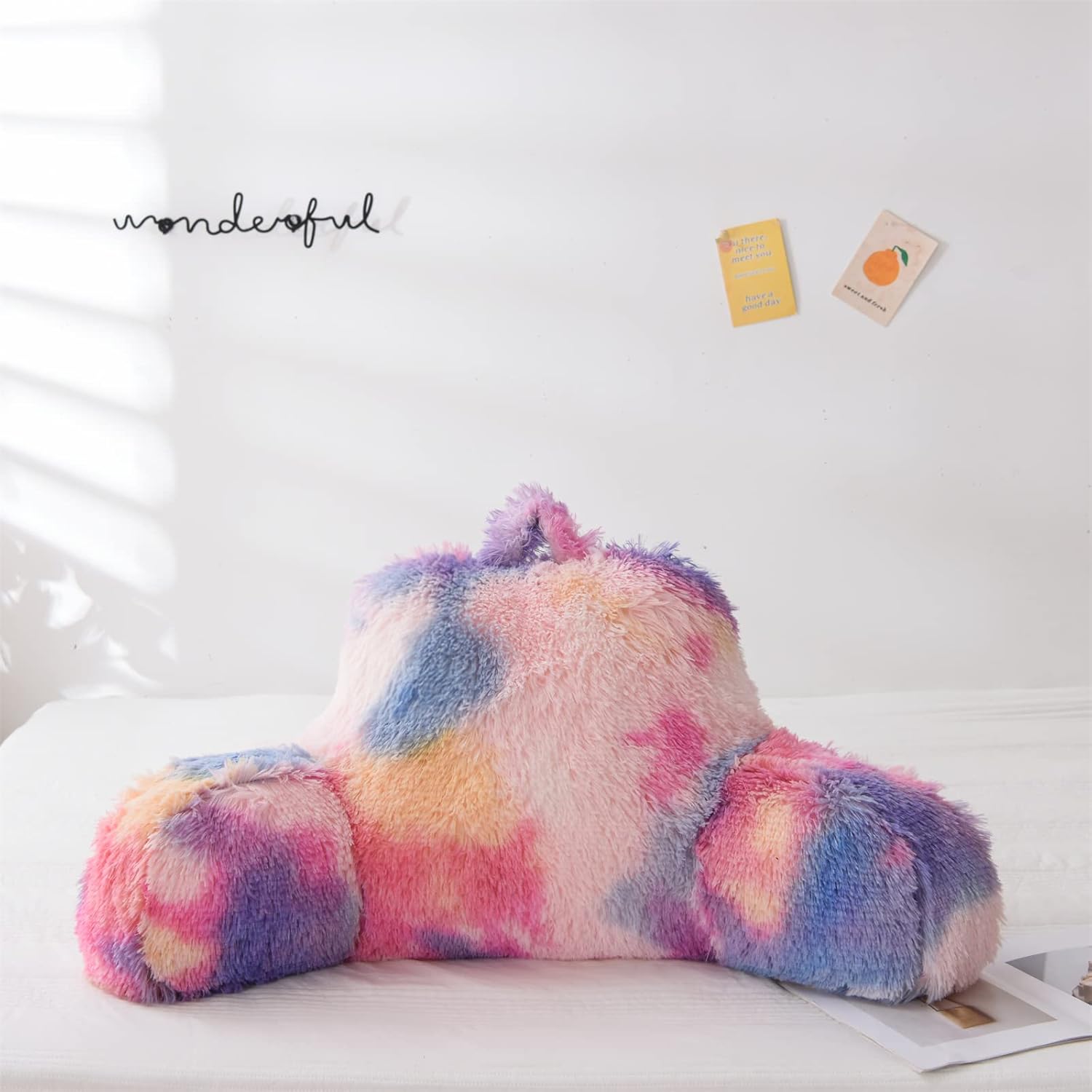 A Nice Night Faux Fur Reading Pillow with Carry Handle