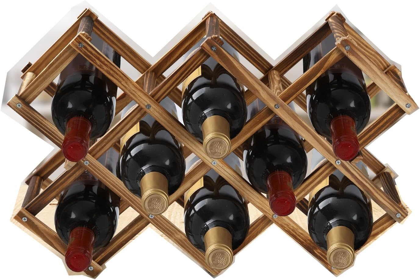BlissfulScape Freestanding Wine Rack - 10-Bottle Capacity