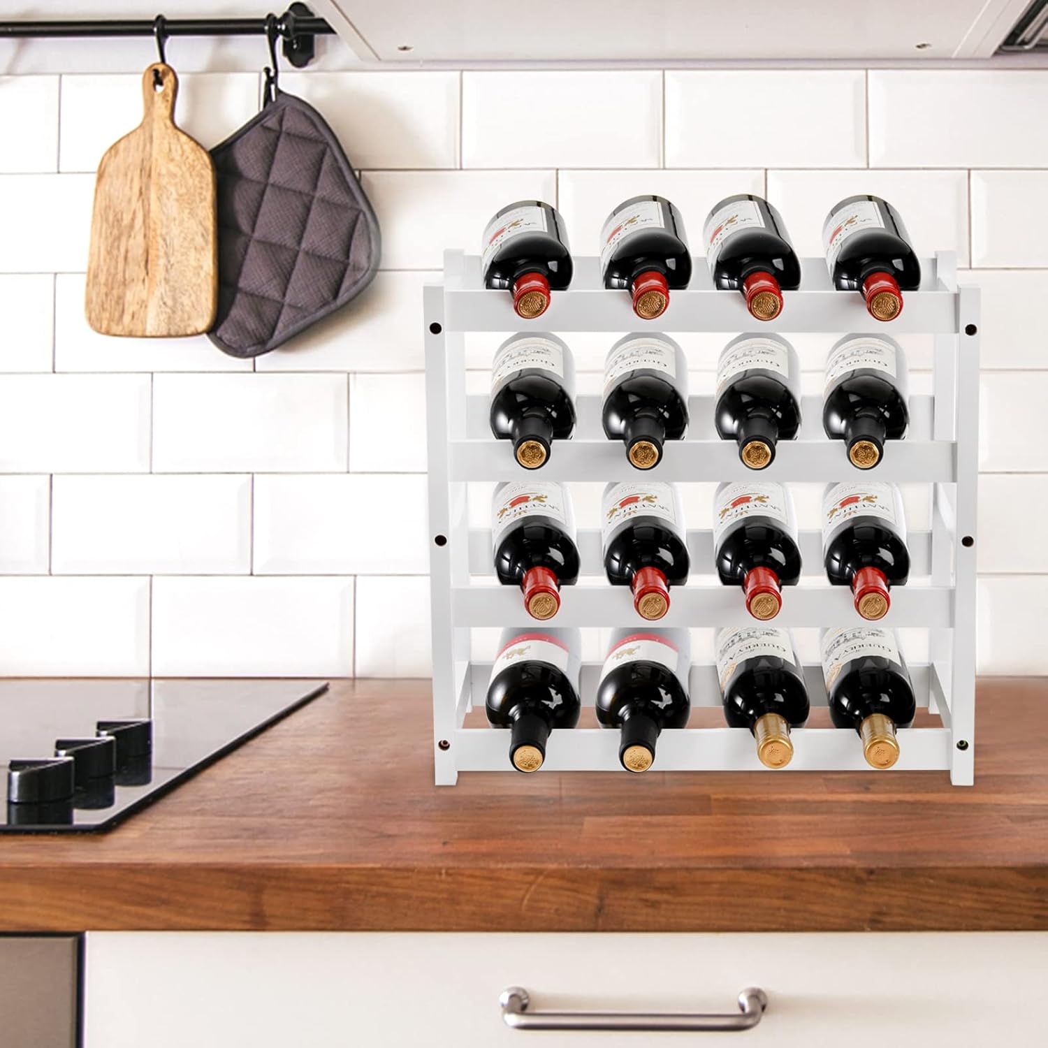 TOPZEA 4 Tier Freestanding Wine Rack for 16 Bottles