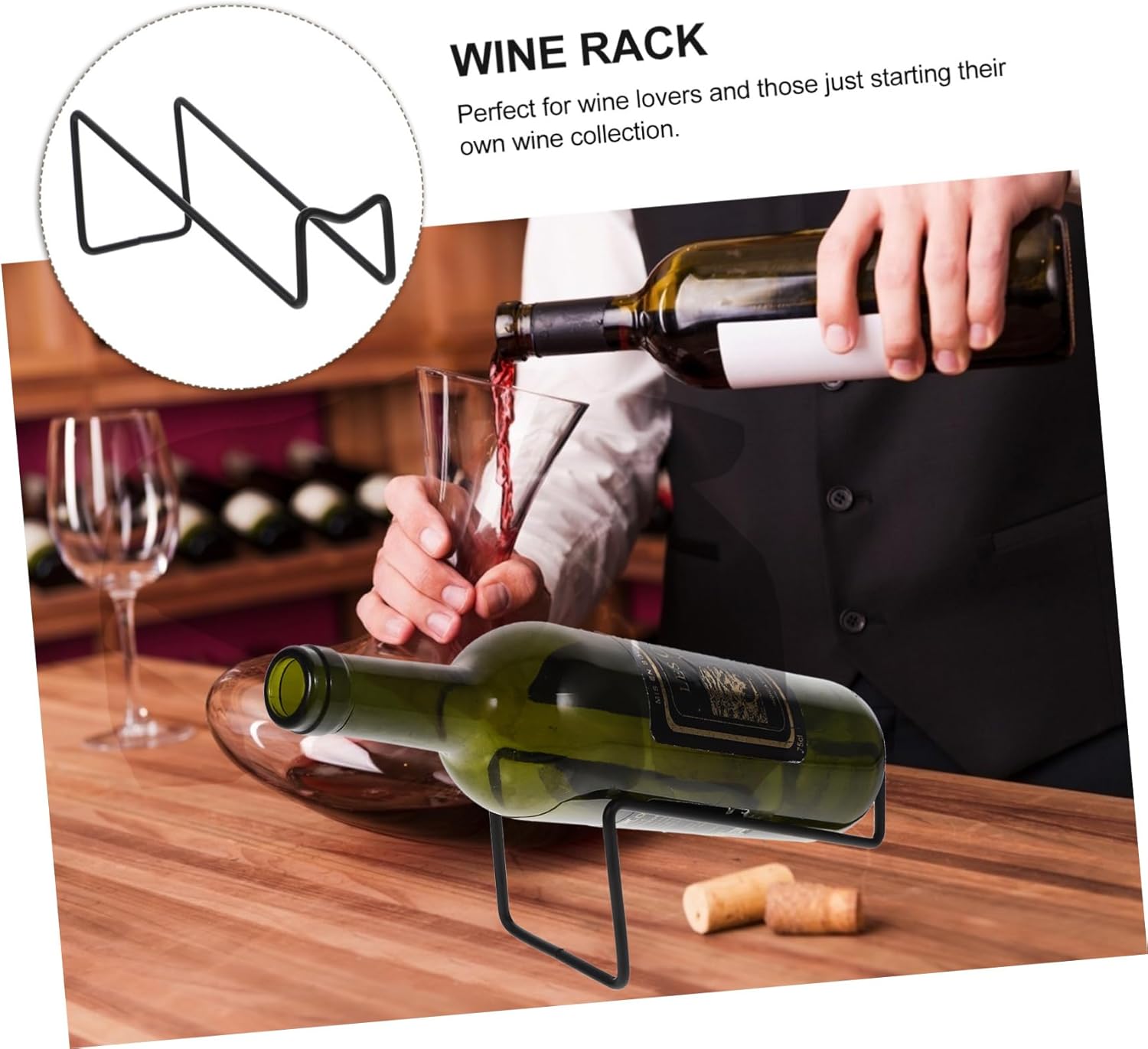 INOOMP 2PCS Metal Wine Rack for Countertop Storage and Display