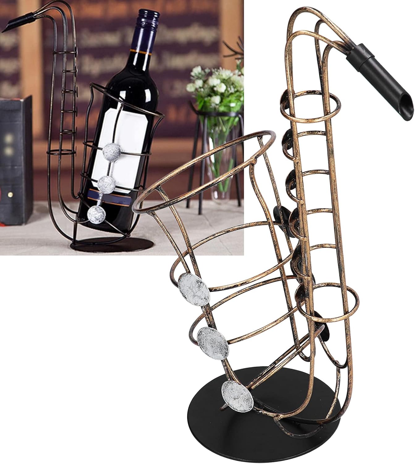 XPSSJMU Tabletop Wine Rack Metal Figurine Decor
