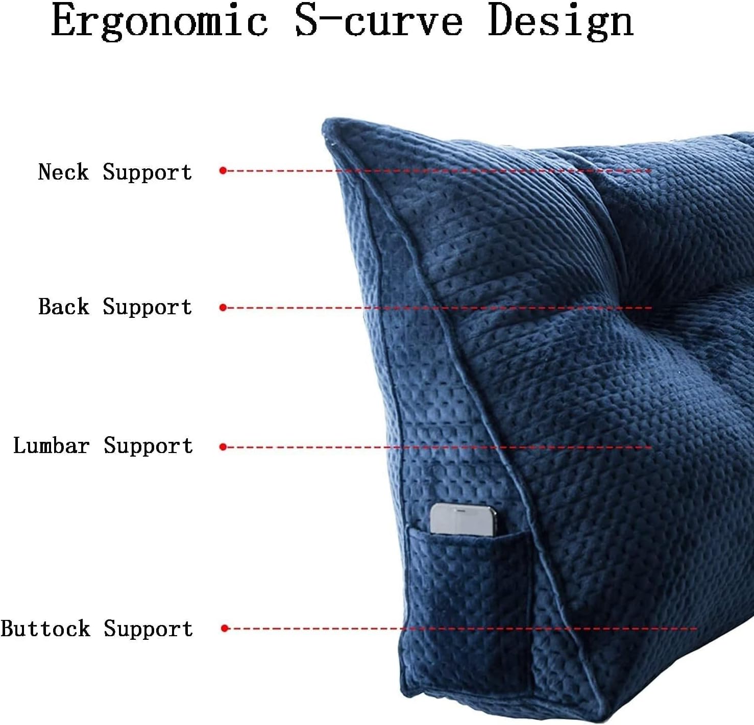 YOODODO Velvet Wedge Pillow with Removable Cover for Reading and Bed Rest