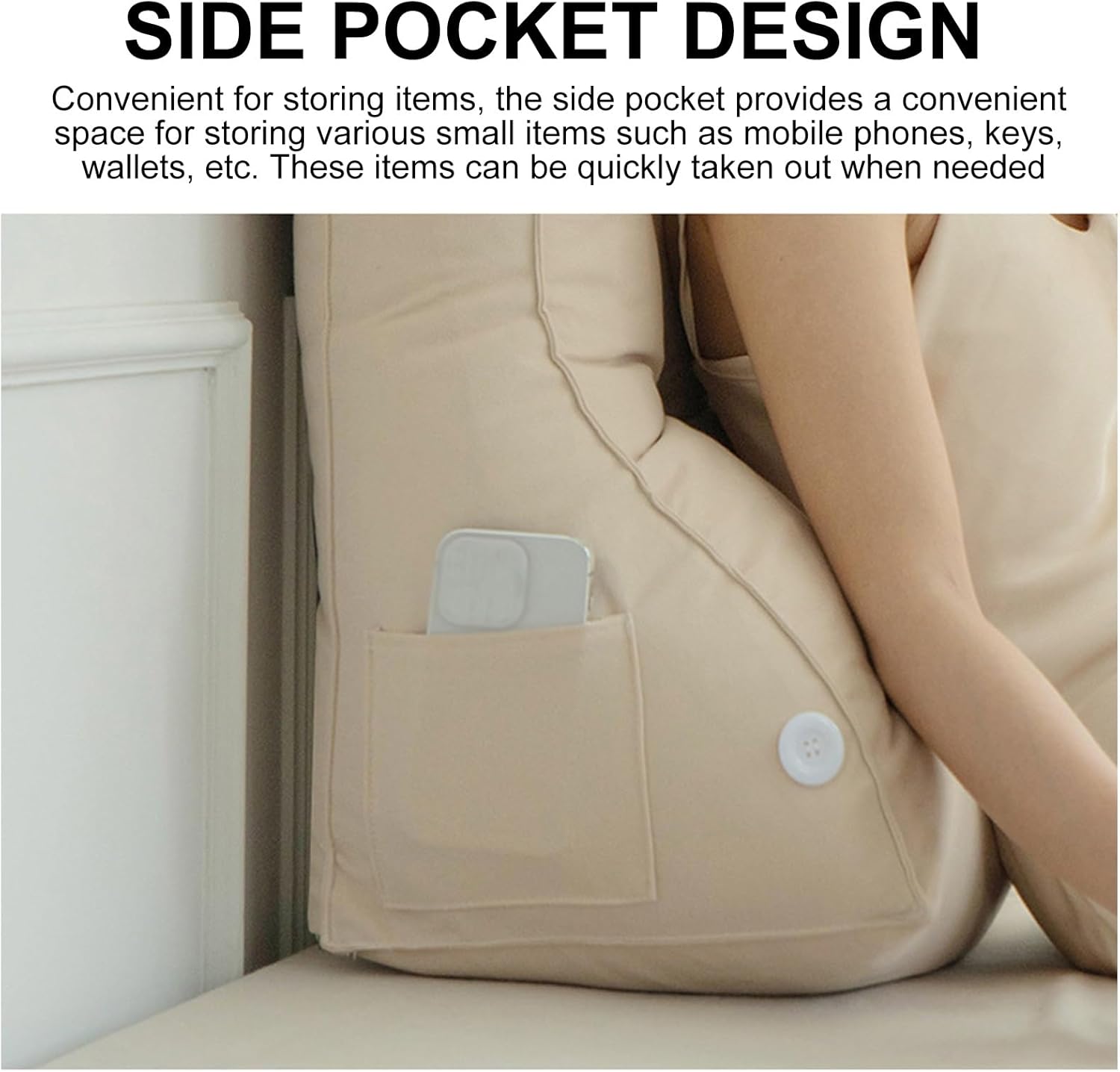 Back Support Pillow for Bed Reading with Adjustable Lumbar Pad