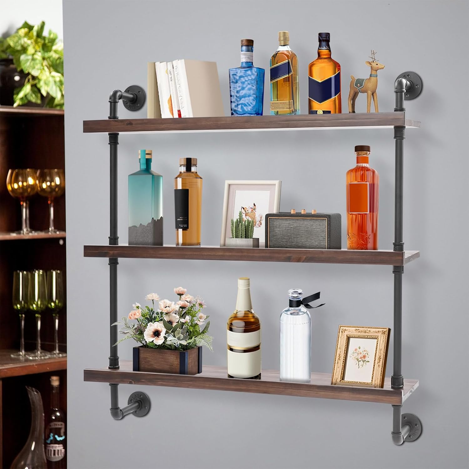 Bacacoo 397in Wall Mounted Wine Rack with LED Light 1
