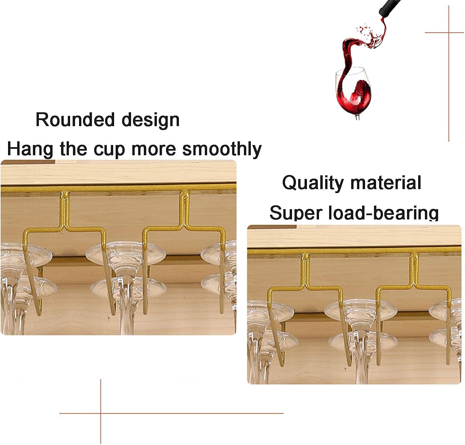 Modern Metal Wine Glass Rack Set - 60Cm Ceiling Mount