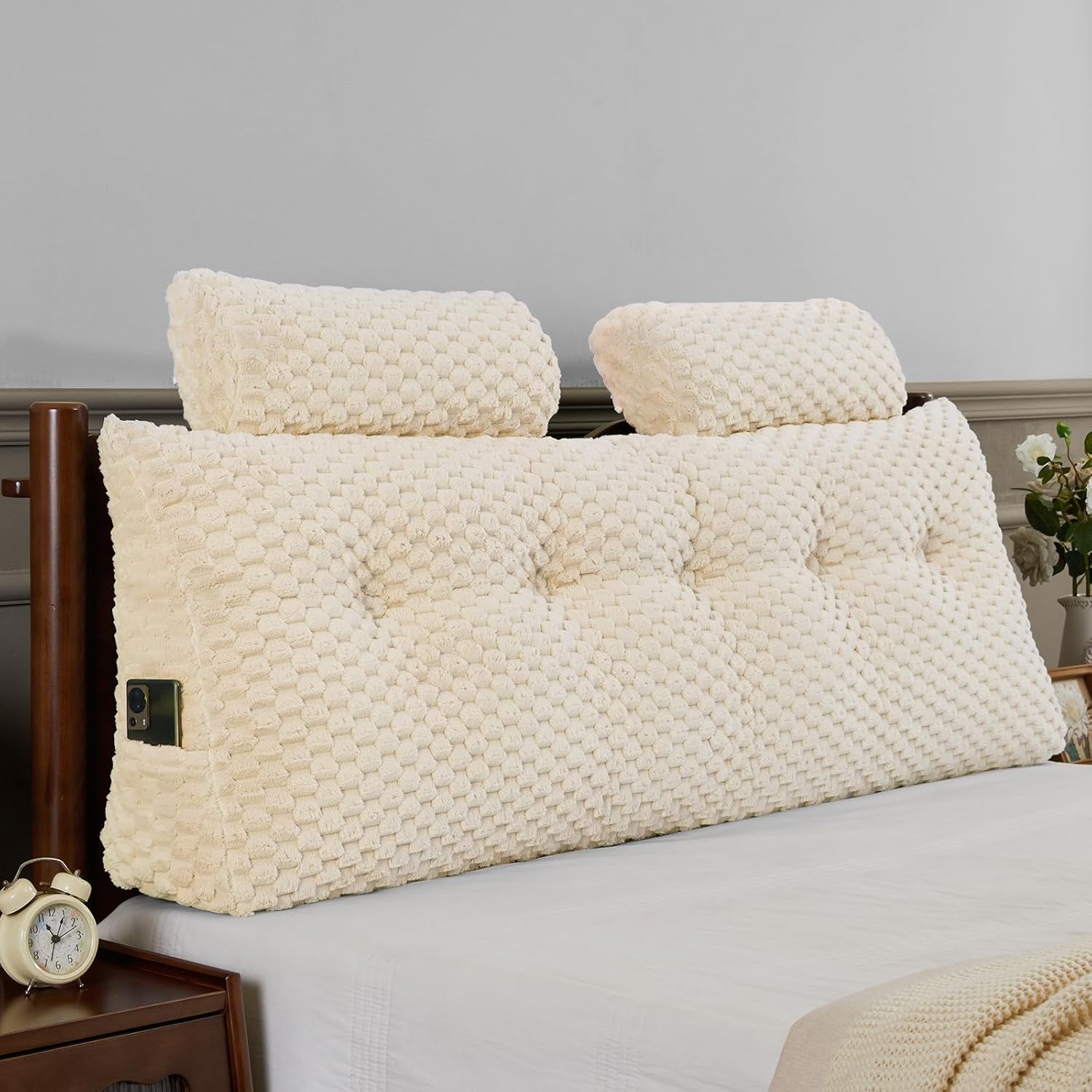 EUHAMS Wedge Headboard Pillow - Triangular Support for Back and Neck