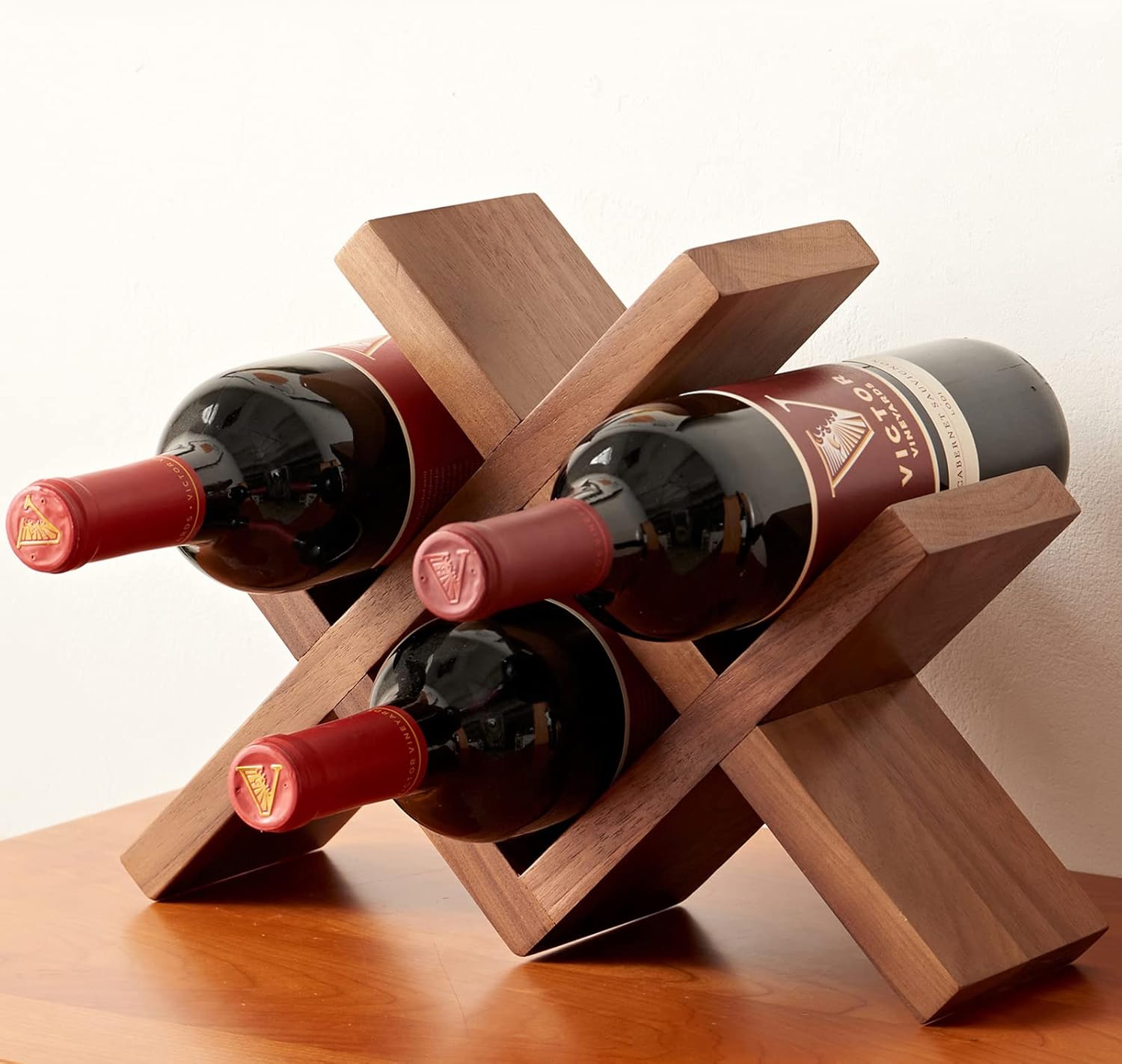 TRWISWDC Walnut Oak Wine Rack Free Standing