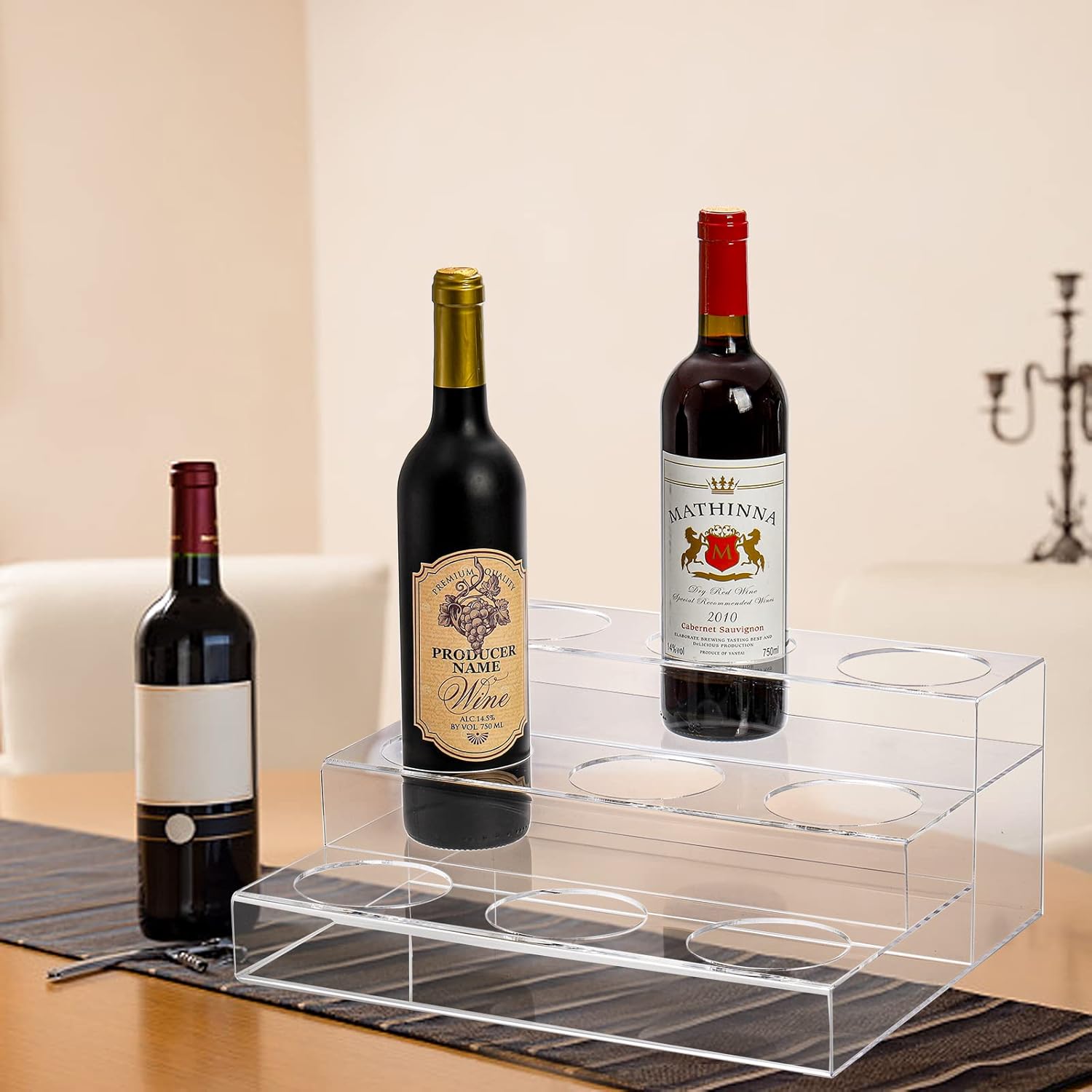 Frcctre 3 Tier Acrylic Wine Rack with 9 Bottle Capacity