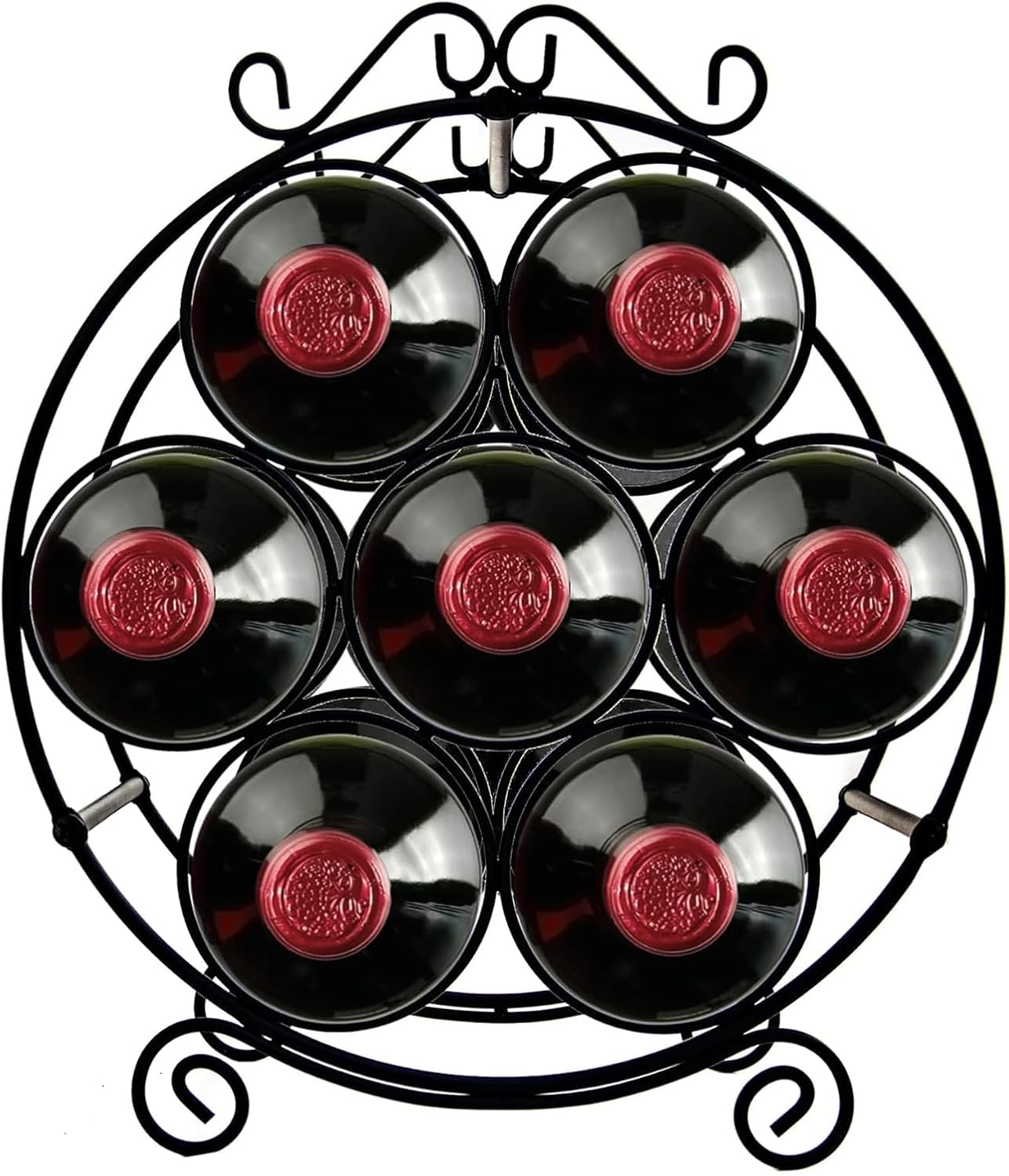 7-Bottle Iron Wine Rack for Countertop and Bar