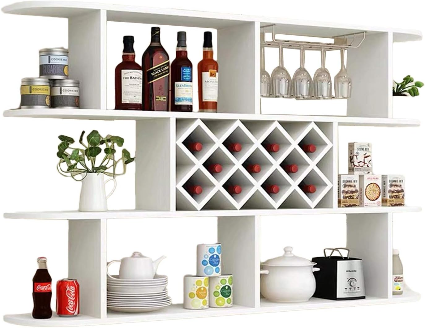 ZJDYDY Wall-Mounted Wine Rack - 3 Layer Wooden Storage Shelves