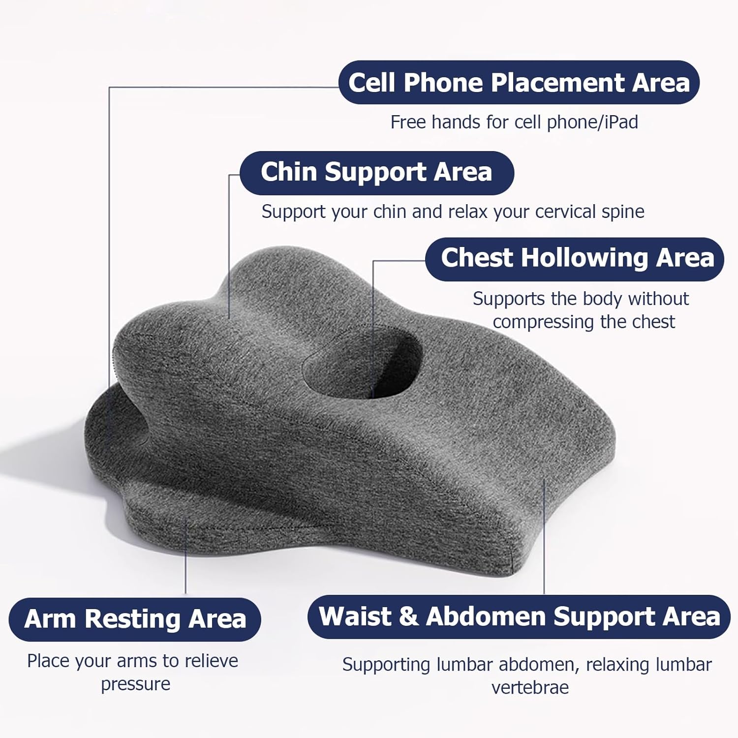 JYHHCYS Extra Large Grey Reading Pillow for Bed