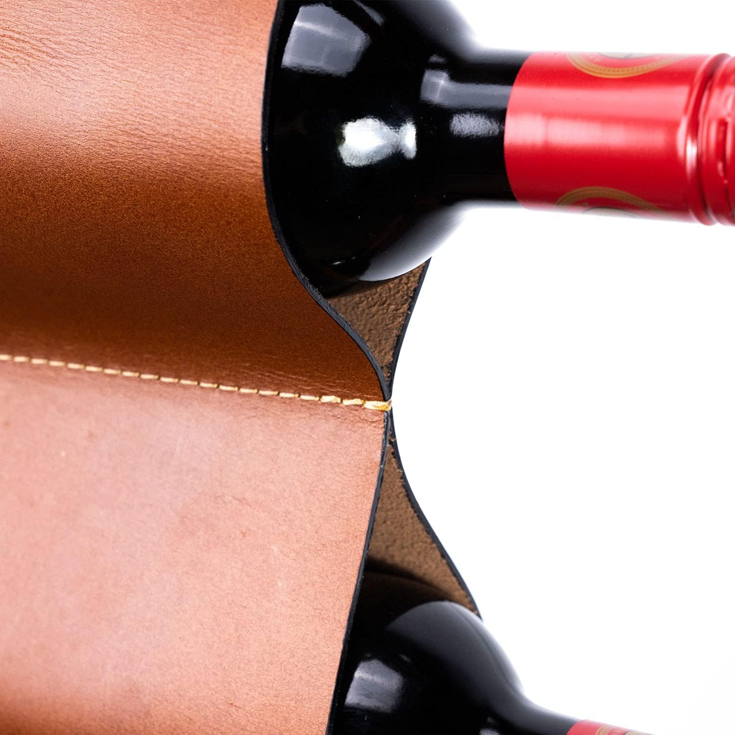 WALBROOK 3 Bottle Wall Wine Rack - Space Saving Leather Design