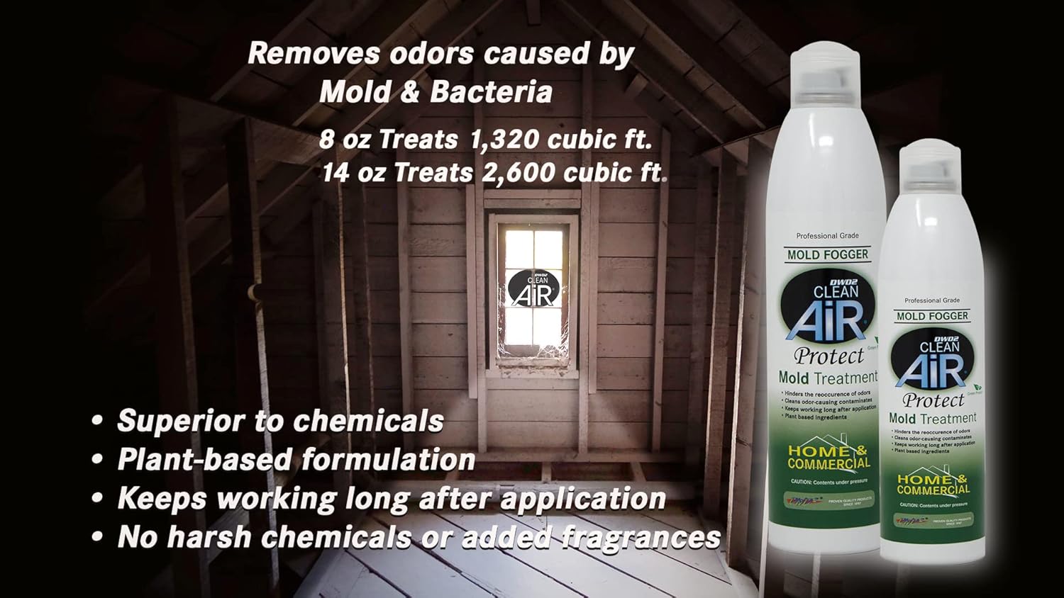 DWD2 Mold Odor Remover Fogger 8 oz - Eco-Friendly Fast Acting