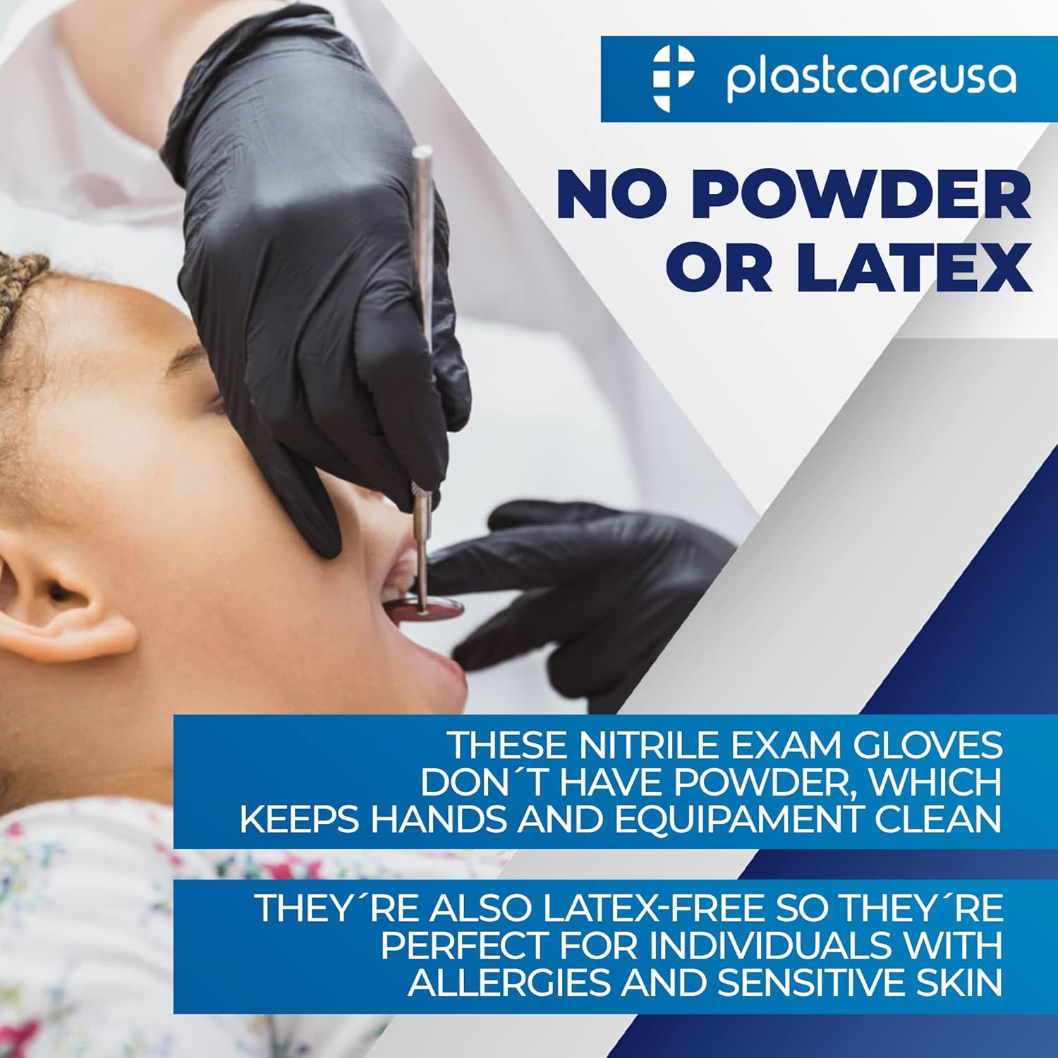 PlastCare USA 1000 Nitrile 35 Mil Exam Gloves Powder Latex Free