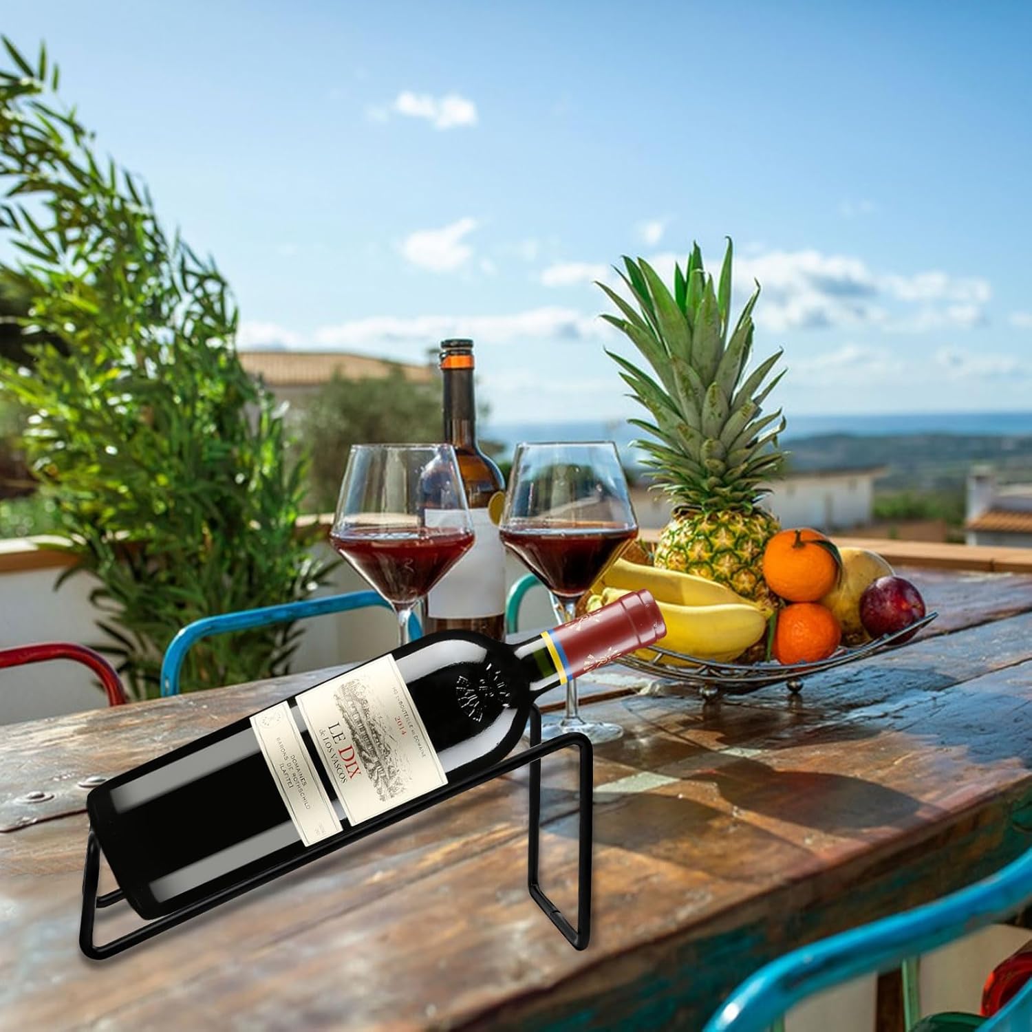 6Pcs Single Wine Bottle Rack Holder Set Black