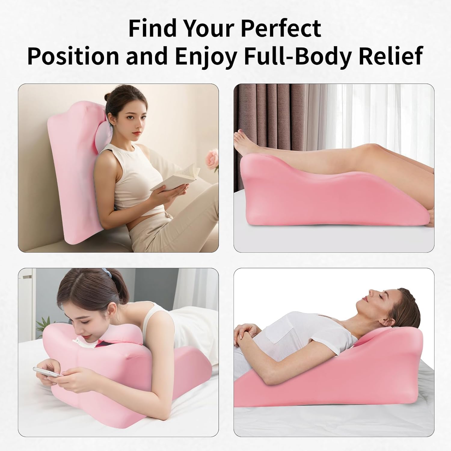 Relax Cush Pillow - Ergonomic Support for All Positions Pink