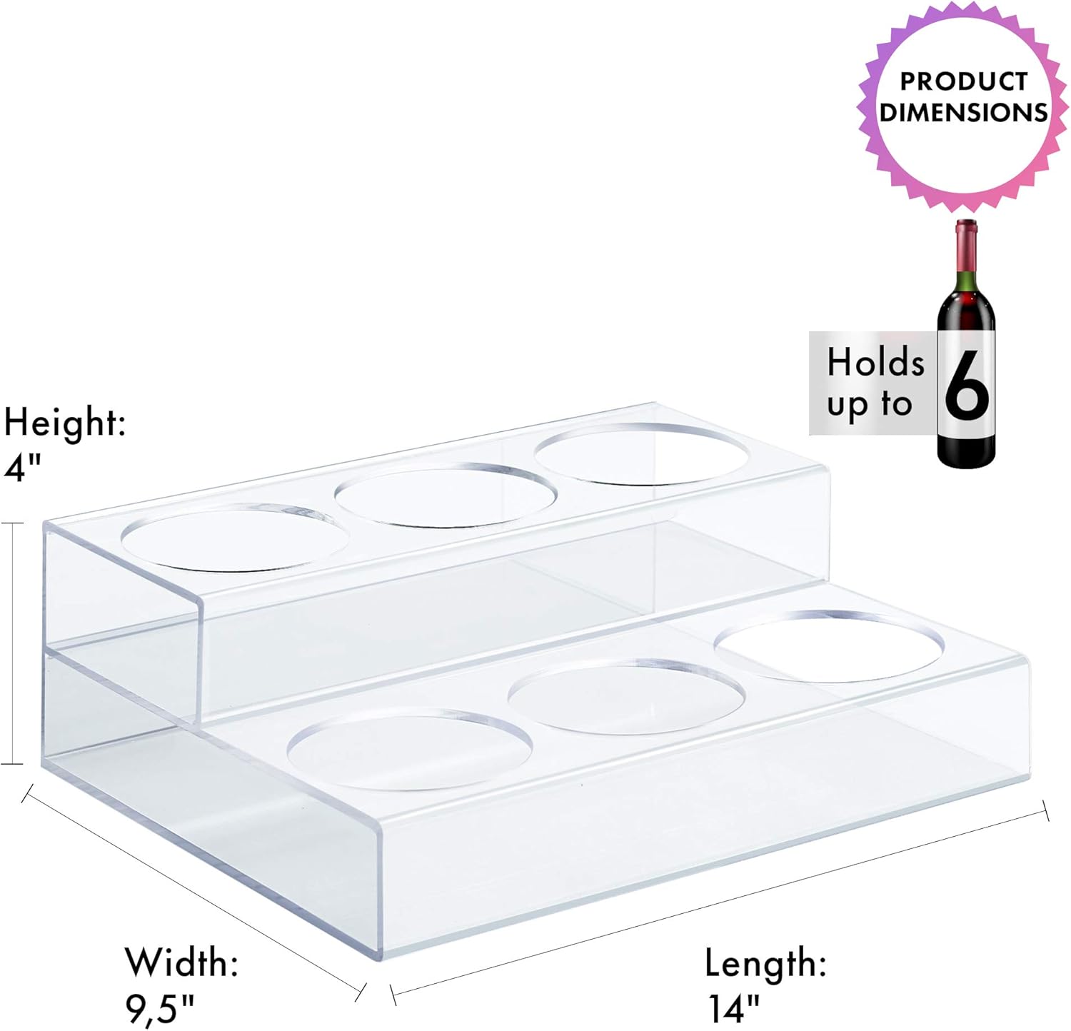 Srenta 6-Bottle Acrylic Wine Display Riser with 2 Tiers