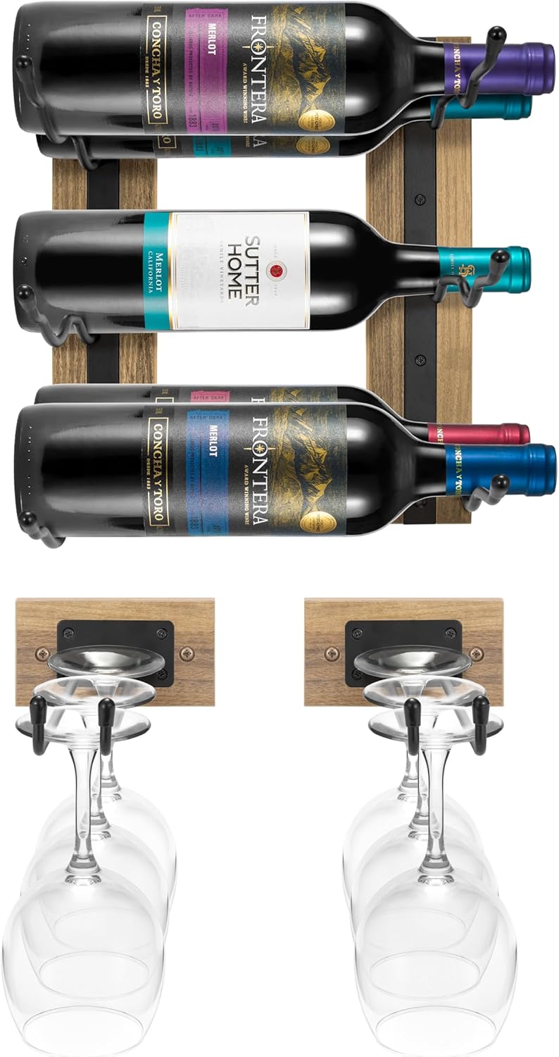Sorbus Wall Mounted Wine Stemware Rack Set