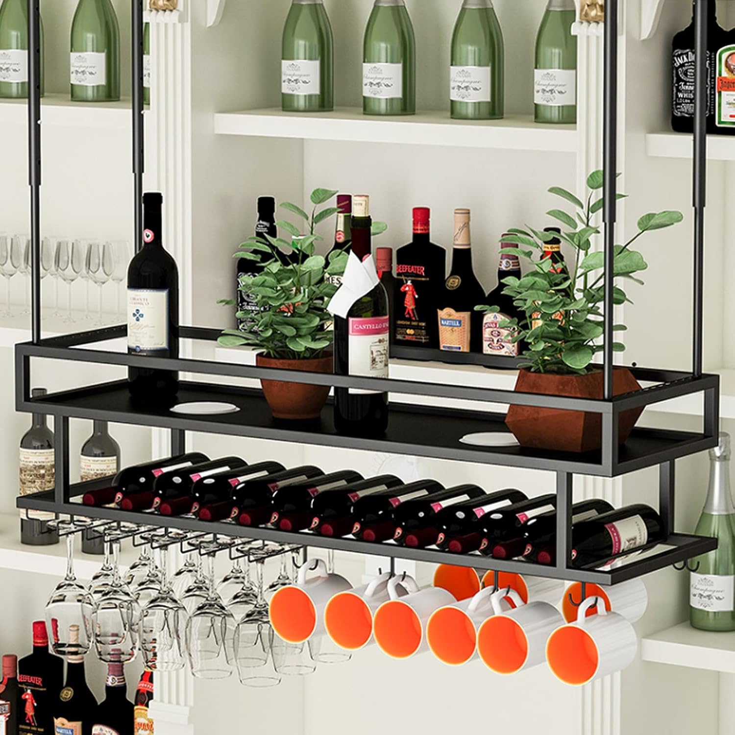 Adjustable Height Freestanding Wine Rack for Home and Kitchen
