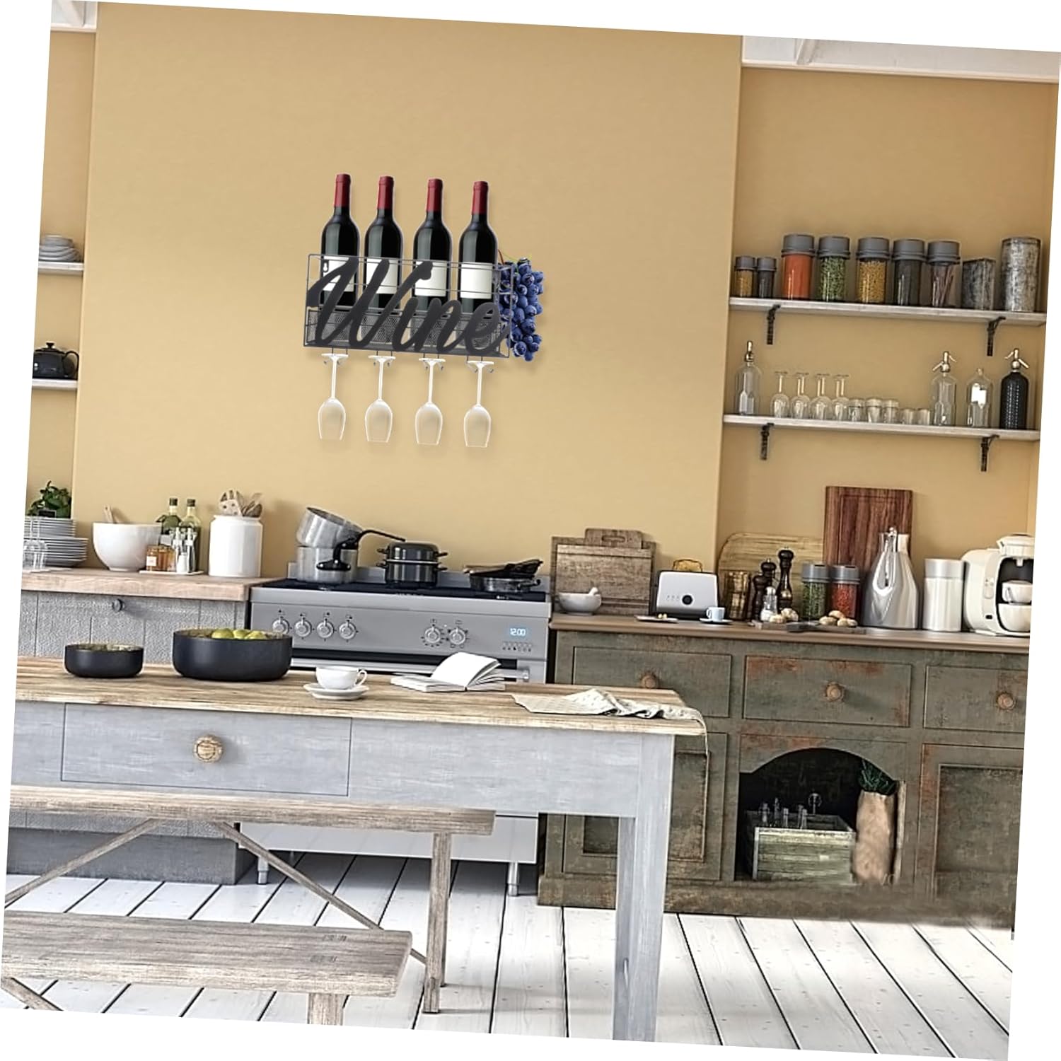 HOLIDYOYO Wall-Mounted Wine Rack 1pc Iron Bottle Holder