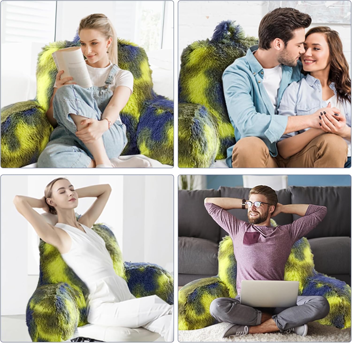 Hobed Life Fur Reading Pillow - Big 30x17x17 Inch