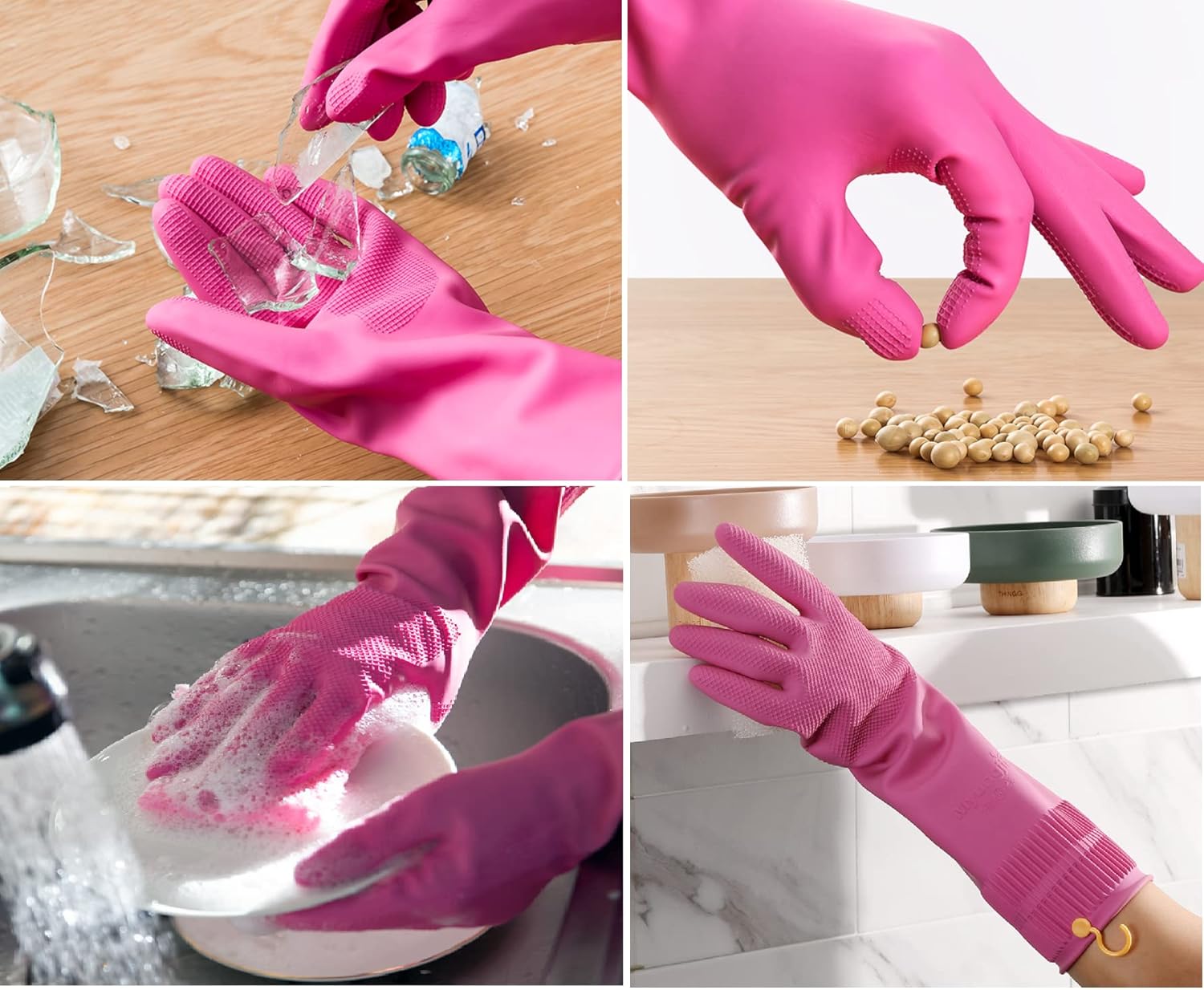 Myungjin Reusable Waterproof Cleaning Gloves with Hang-Dry Hook