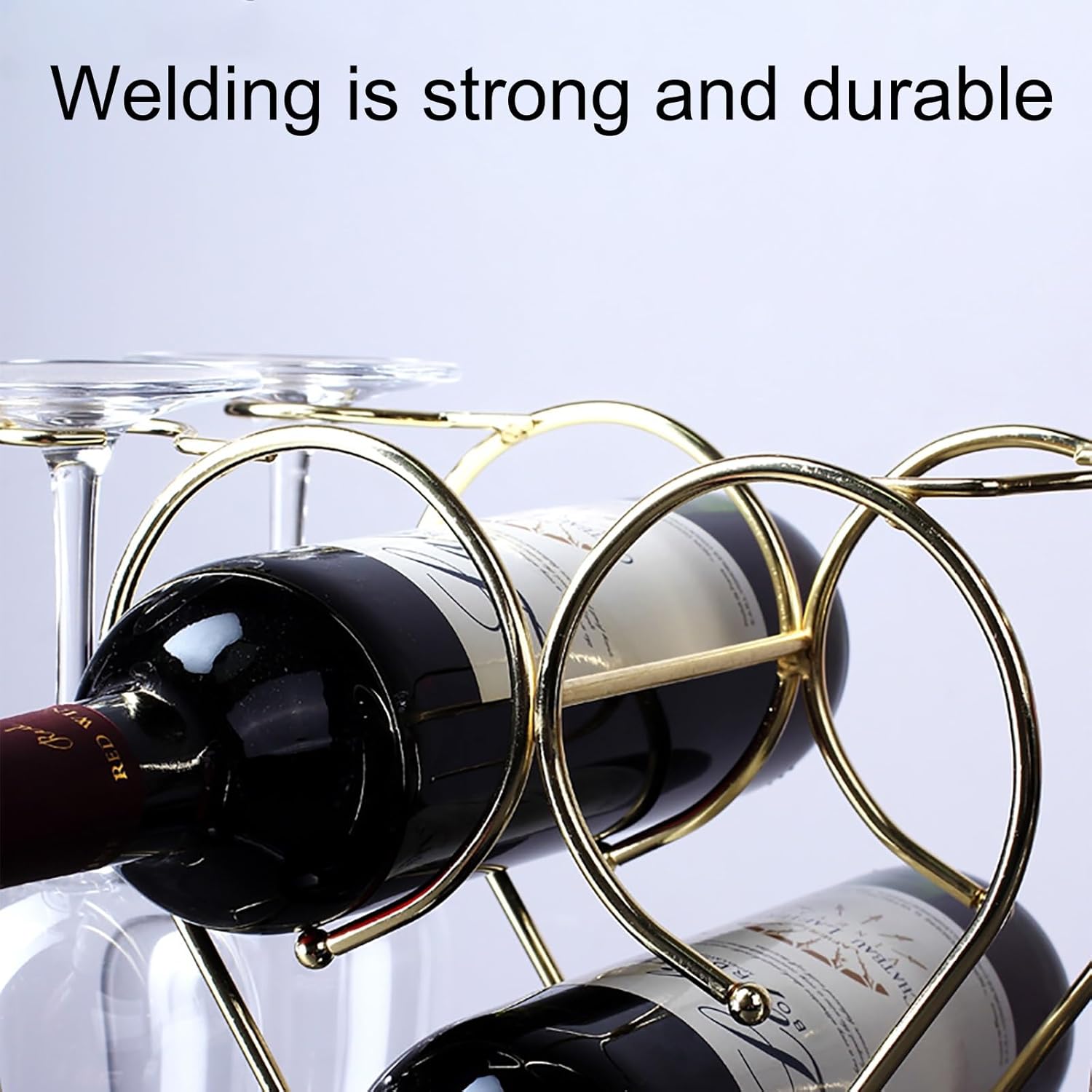 Stainless Steel Heart-shaped 3 Bottle Wine Rack Modern Design
