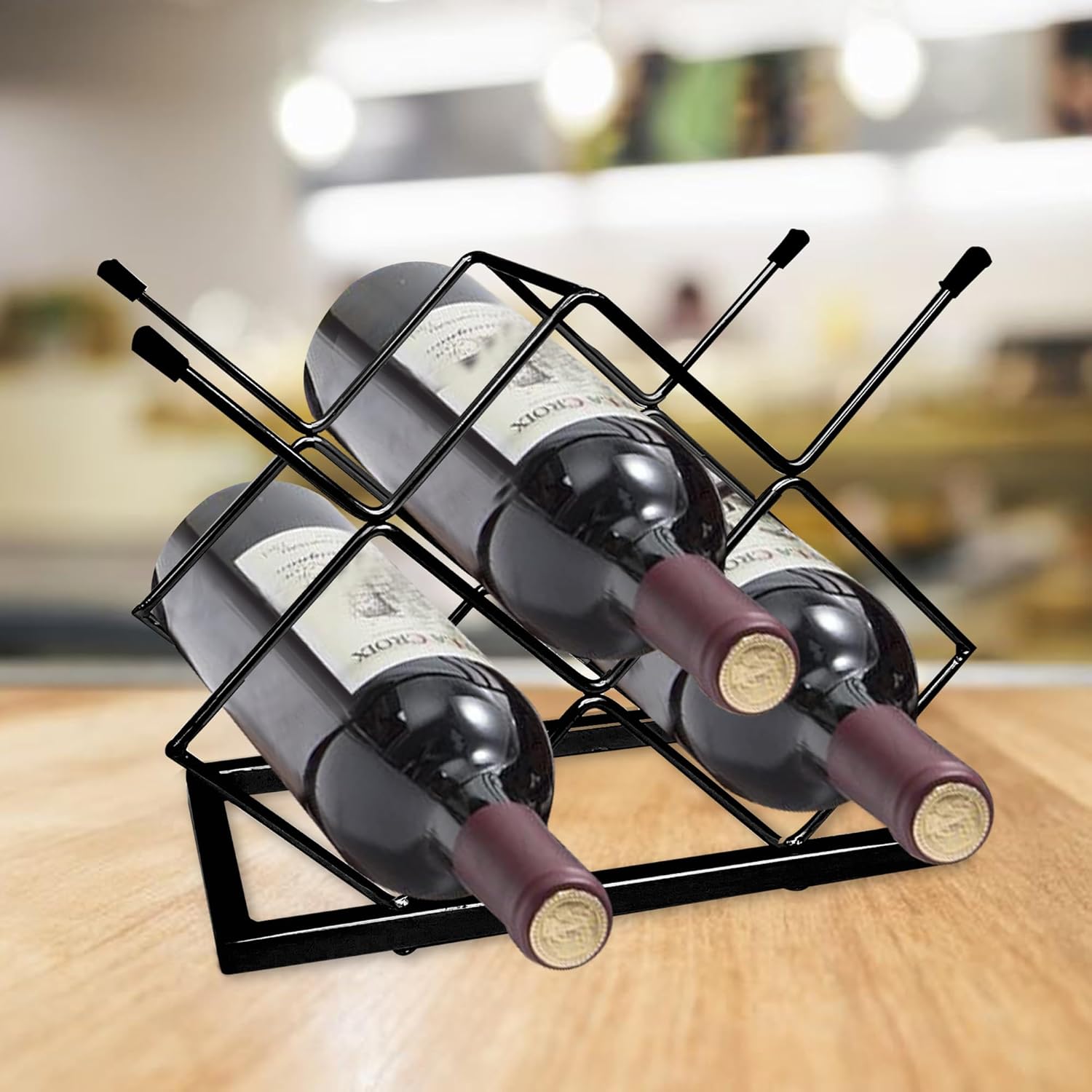 Nu Steel 5 Bottles Tabletop Wine Rack Black