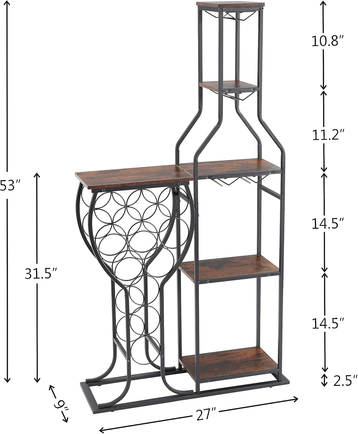 Dithoko 5-Tier Freestanding Wine Rack with Glass Holder