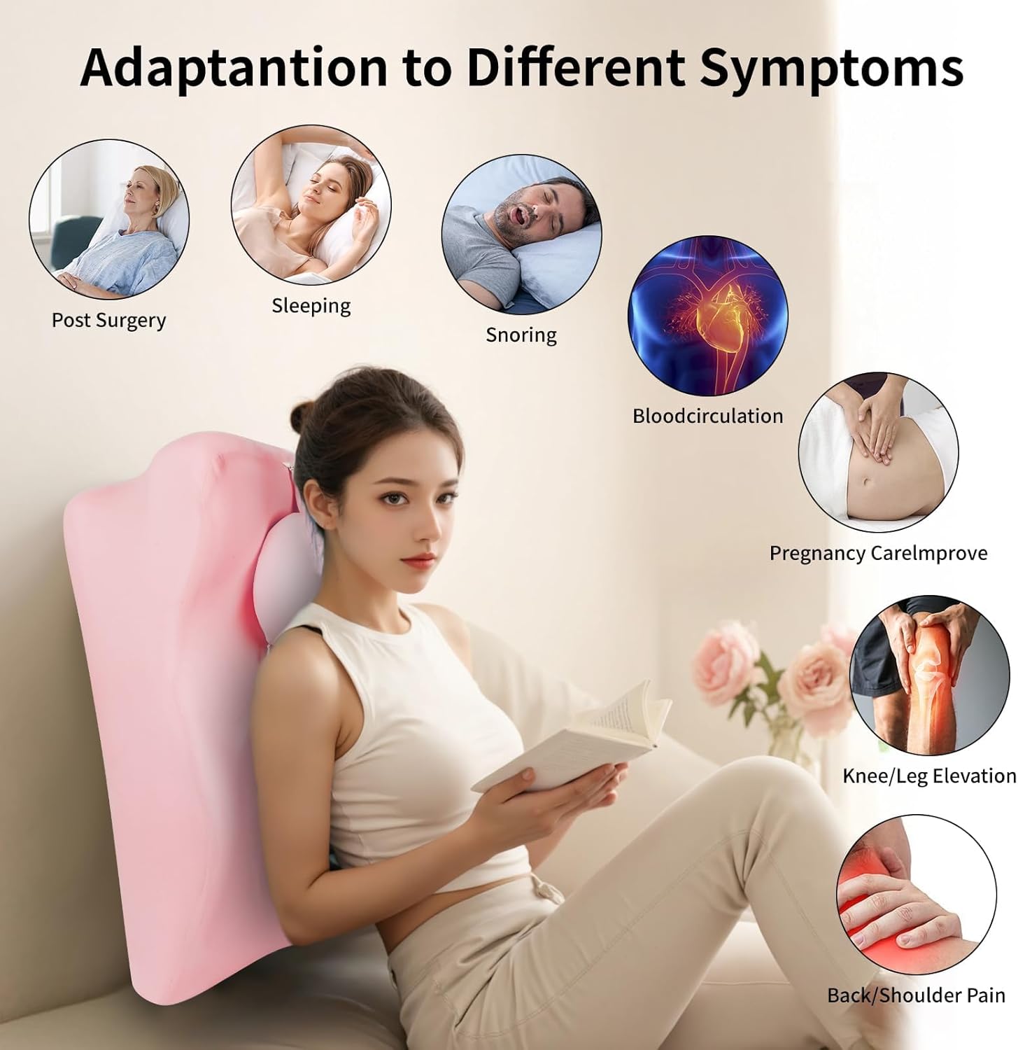 Relax Cush Pillow - Ergonomic Support for All Positions Pink