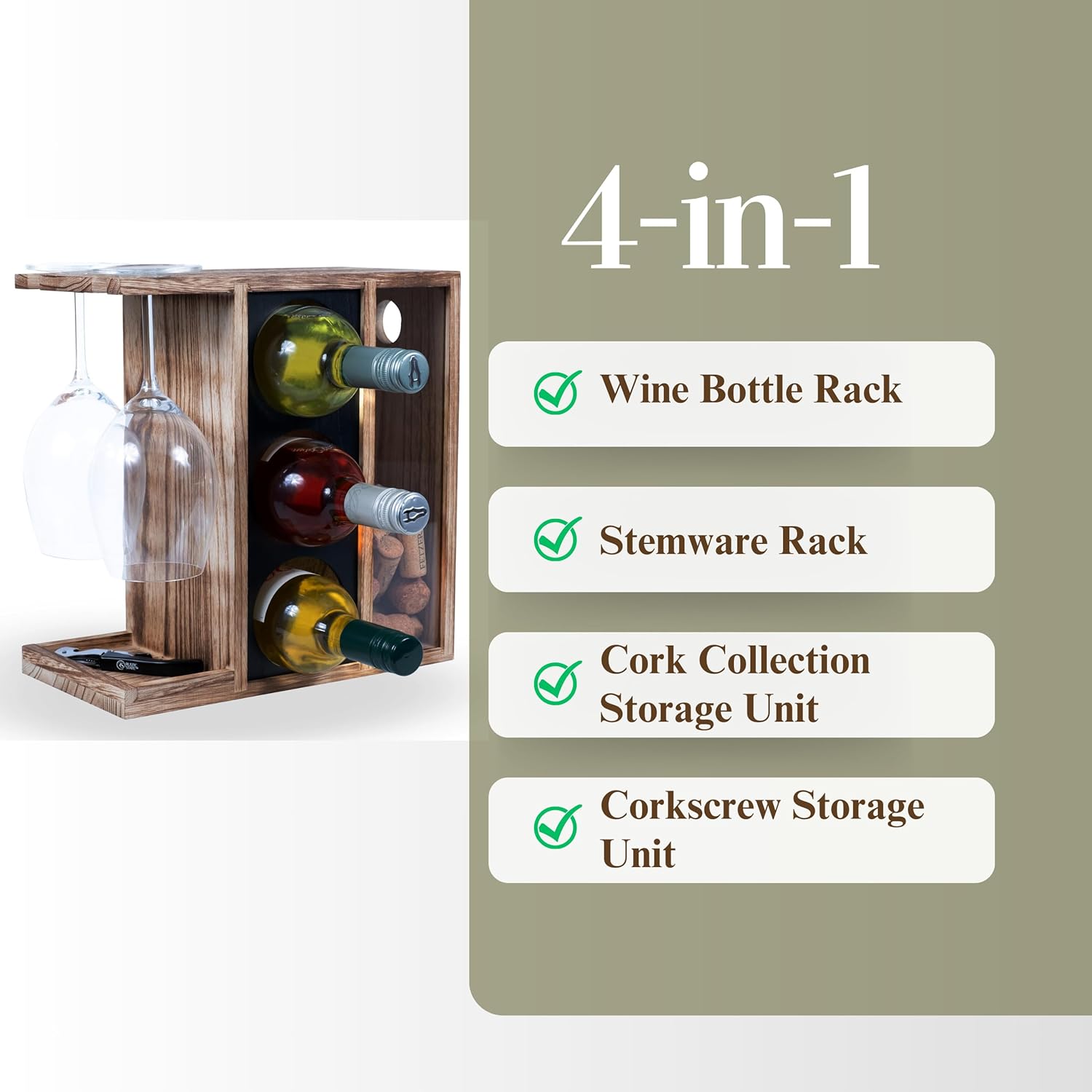 Rustic State Burnt Brown Wine Rack for 3 Bottles