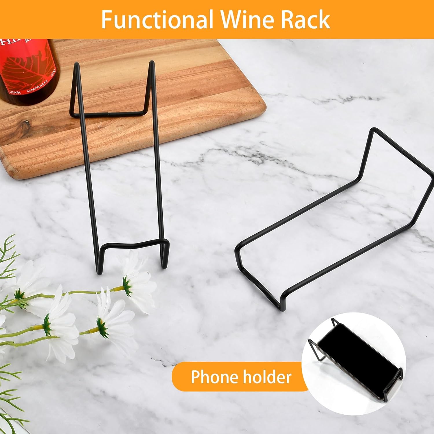 6Pcs Single Wine Bottle Rack Holder Set Black