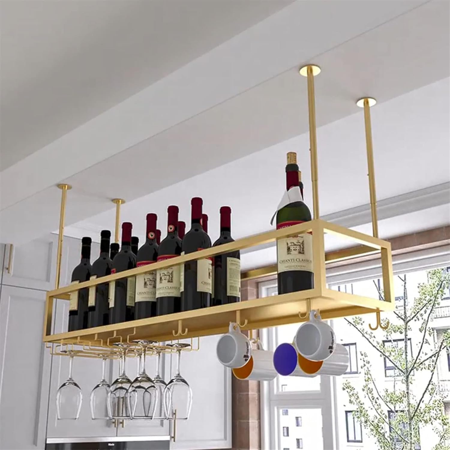 ZJDYDY Wall-Mounted Wine Rack with Adjustable Height and 1-Layer Storage