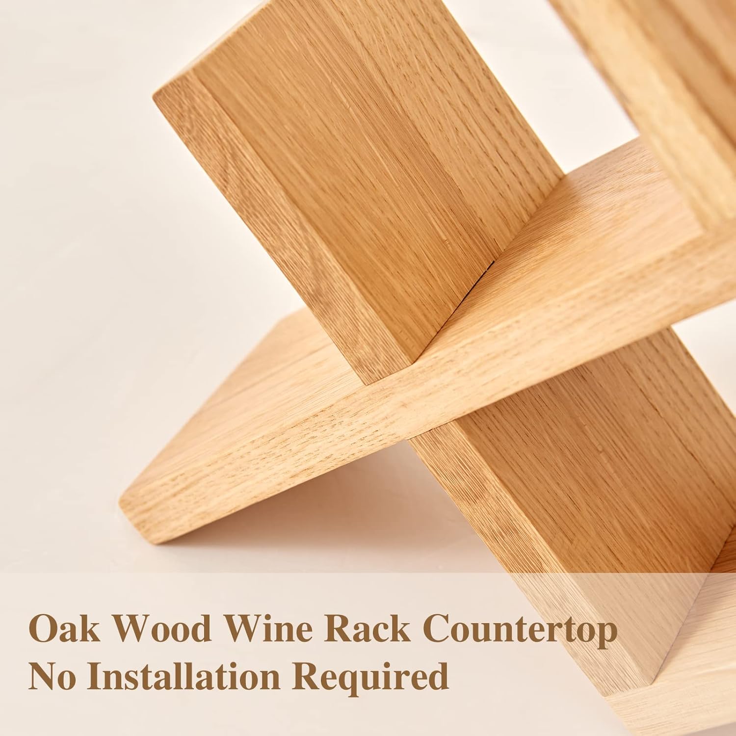 TREOAKWIS Solid Oak Wine Rack 4-Bottle Holder